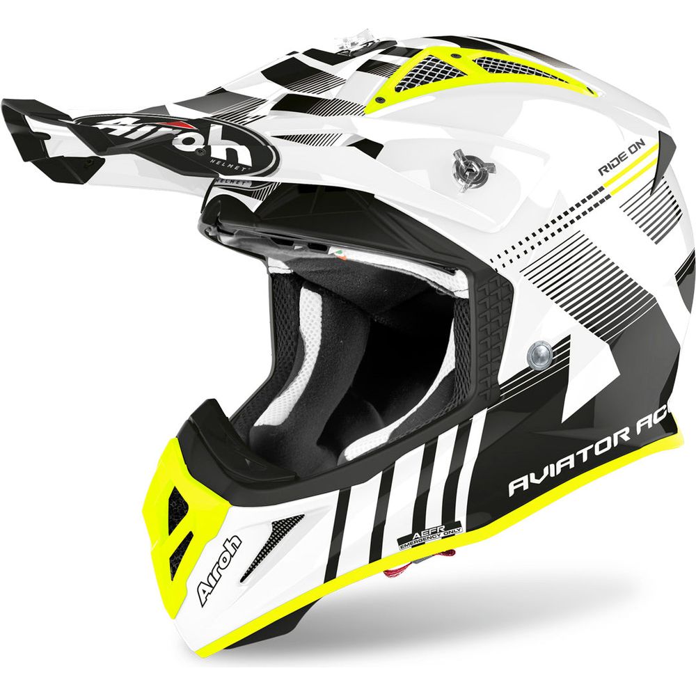 Airoh Aviator Ace Nemesi Gloss White Motorcycle Helmet - DOT & ECE Certified for Street & Racing - Lightweight & Ventilated for Comfortable Riding