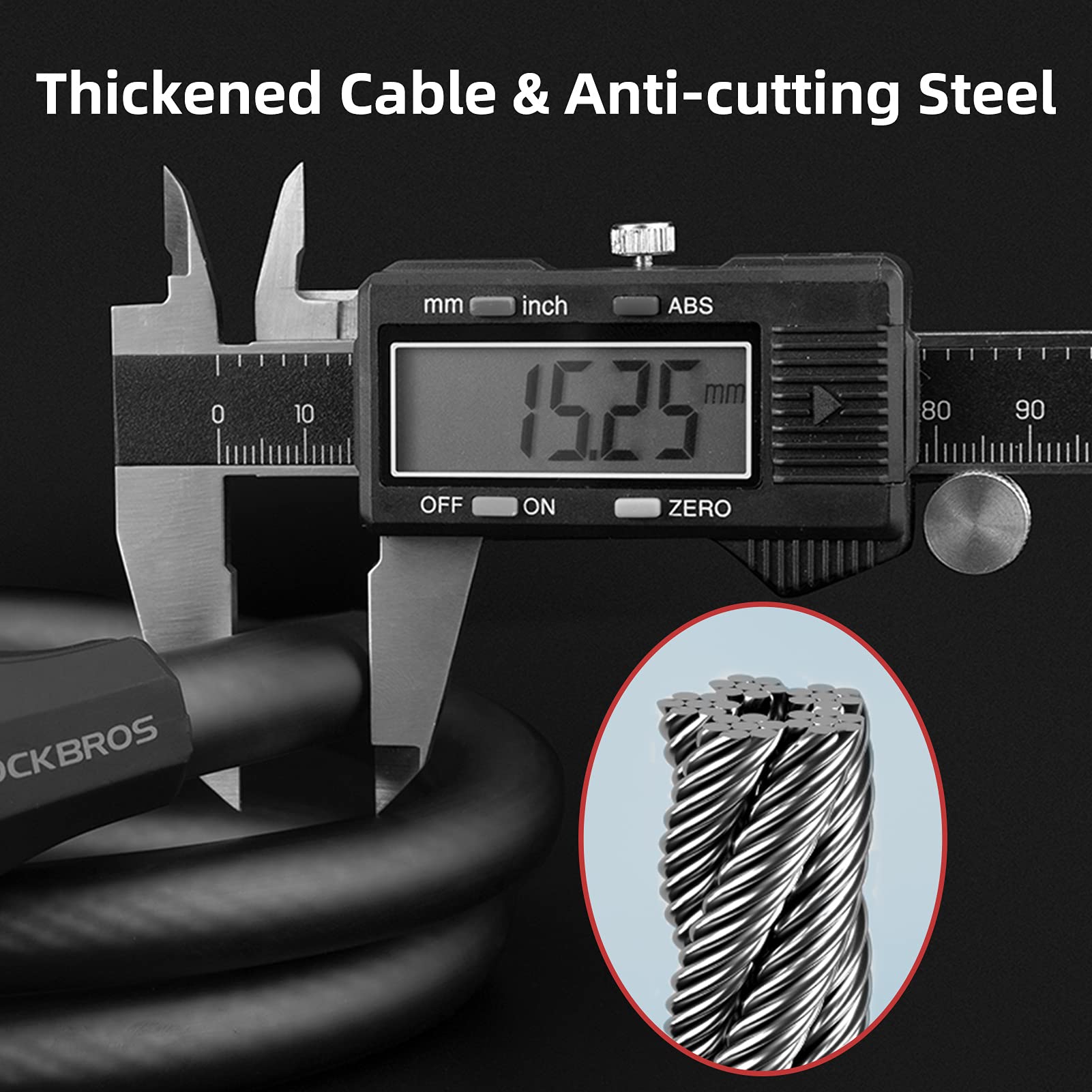 ROCKBROS 180cm Folding Bike Lock with 5-Digit Combination Code - 15mm Thick Anti-Theft Cable for Bicycles, Scooters & Motorcycles - Perfect for Urban Commuting & Outdoor Adventures