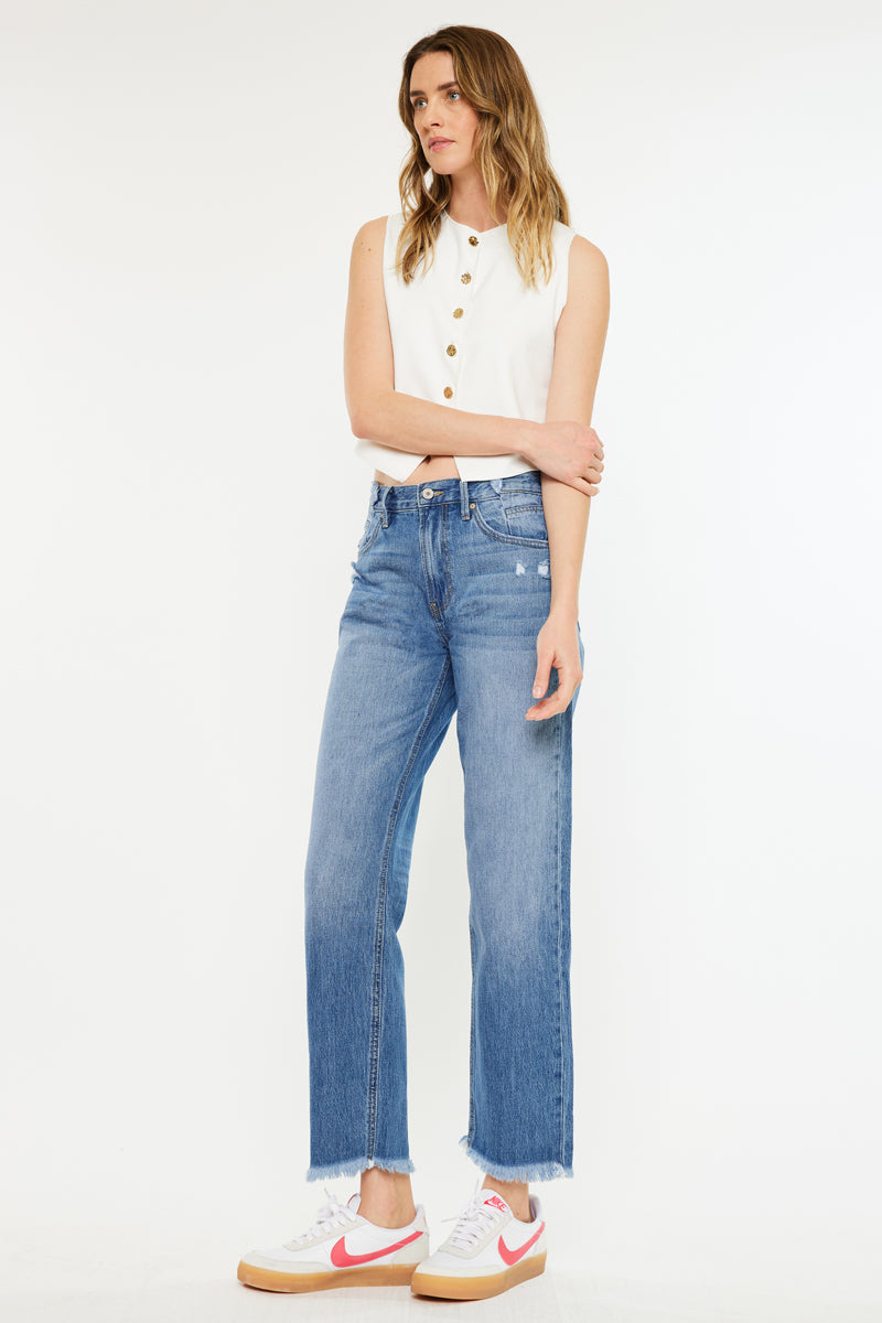 Meadow High Rise Straight Leg Jeans for Women - Stretchy Denim Pants, Comfortable & Flattering Fit - Perfect for Casual Wear, Office & Date Nights