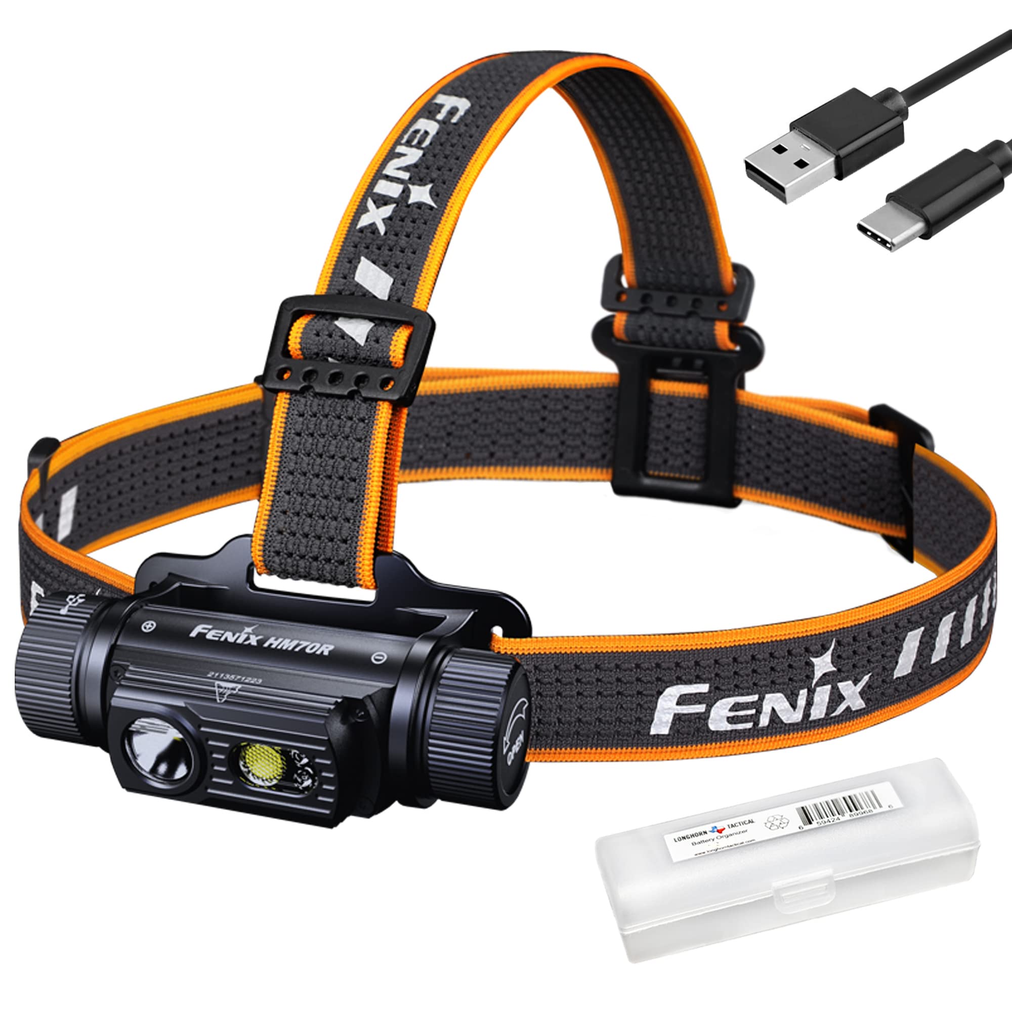 Fenix HM70R 1600 Lumen USB-C Rechargeable Headlamp - White & High CRI LED with Red Beams - Perfect for Camping, Hiking, and Outdoor Adventures