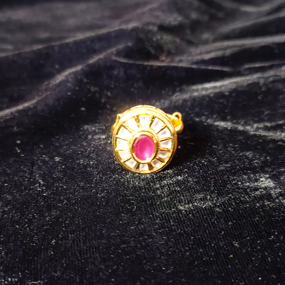Exquisite Gold Plated Royal Kundan Beaded Ring - Elegant Indian Jewelry for Women | Perfect for Weddings, Parties & Special Occasions