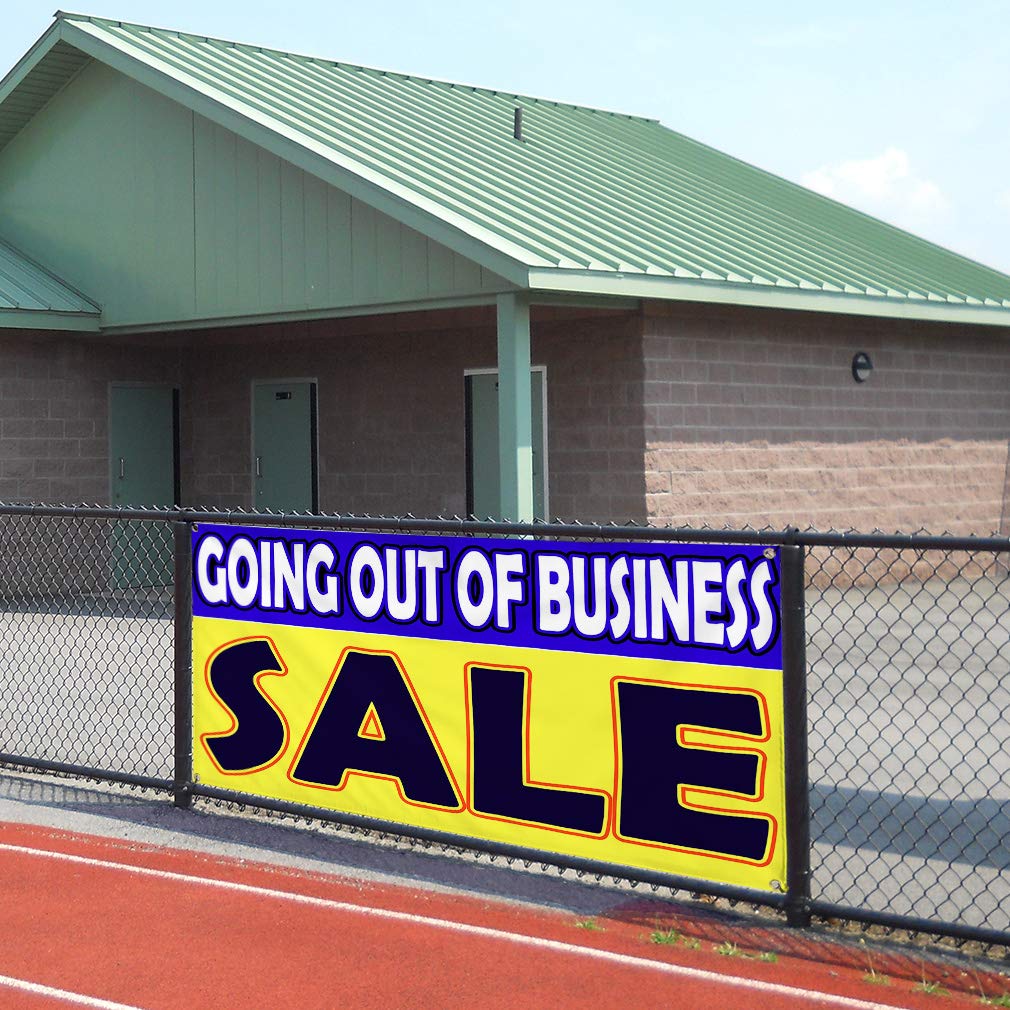 13 Oz Vinyl Going Out of Business Banner - 4ft x 8ft with 8 Grommets | Durable Store Closing Sign for Retail Sales, Liquidation Events & Business Clearance