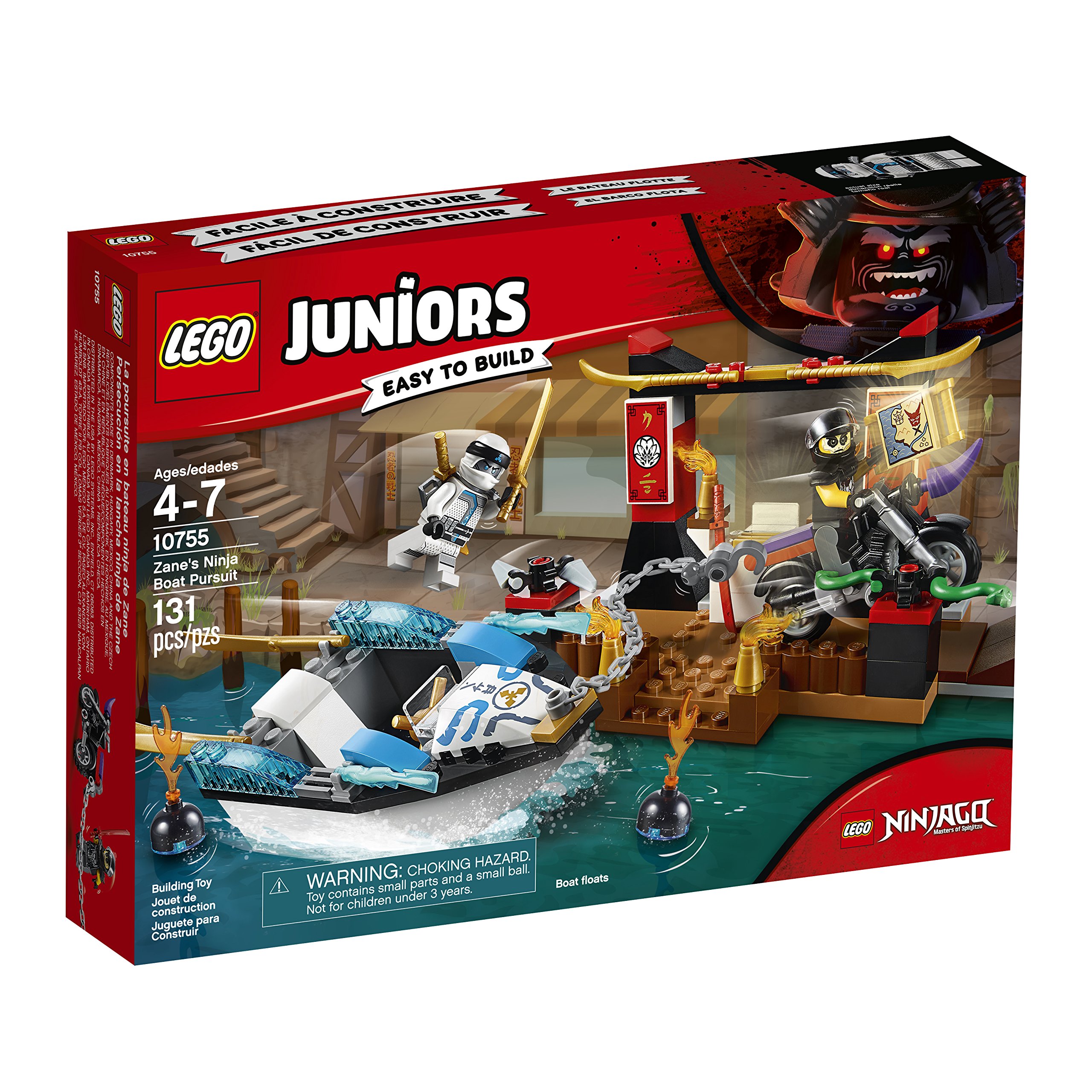 LEGO Juniors Zane's Ninja Boat Pursuit 10755 Building Kit (131 Pieces) - 4+ Years Old Kids Toy for Creative Play & Ninja Themed Adventures