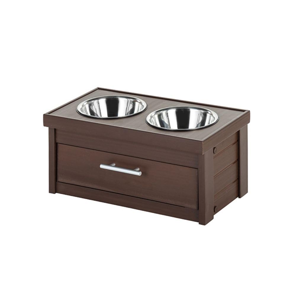 ECOFLEX Piedmont 2-Bowl Dog Diner with Storage Drawer - Russet | Durable Elevated Dog Food Bowls for Large Dogs | Perfect for Indoor & Outdoor Feeding Stations