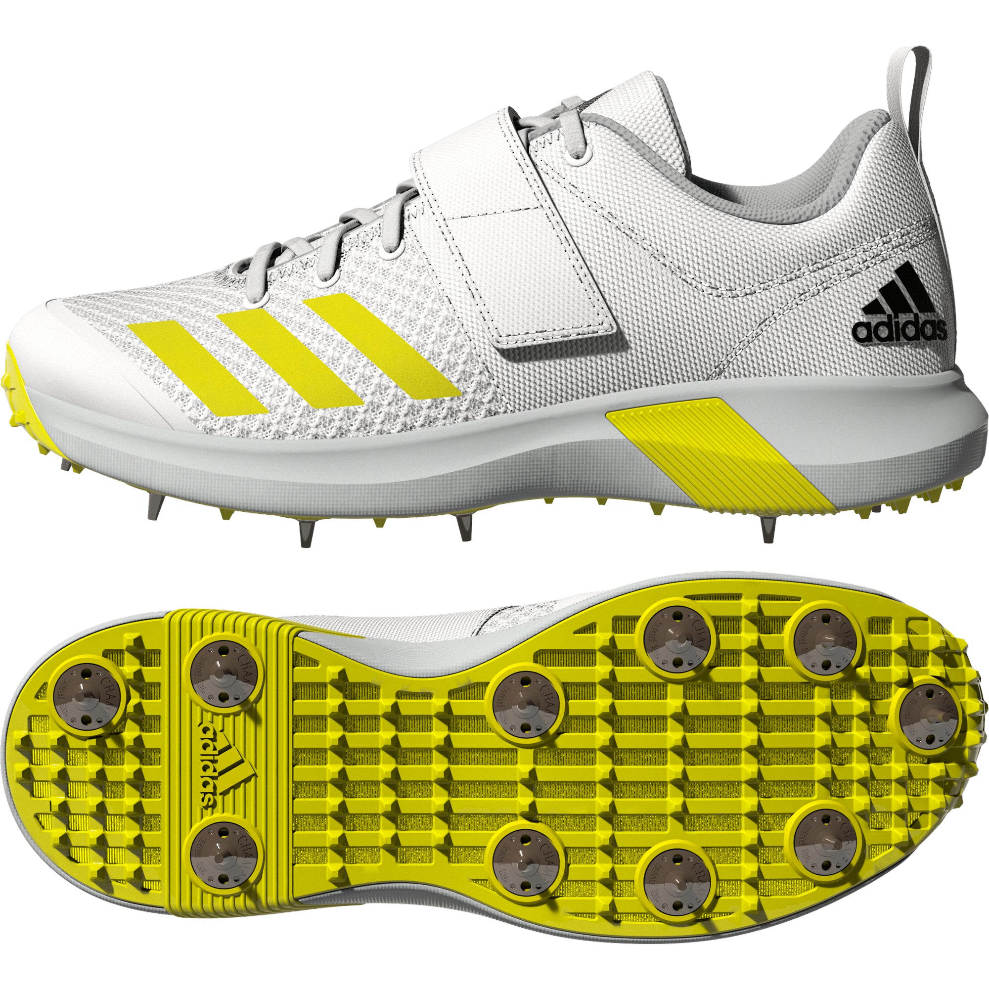 Adidas Adipower Vector Cricket Shoes - White & Yellow | Lightweight & Durable for Professional Matches & Training