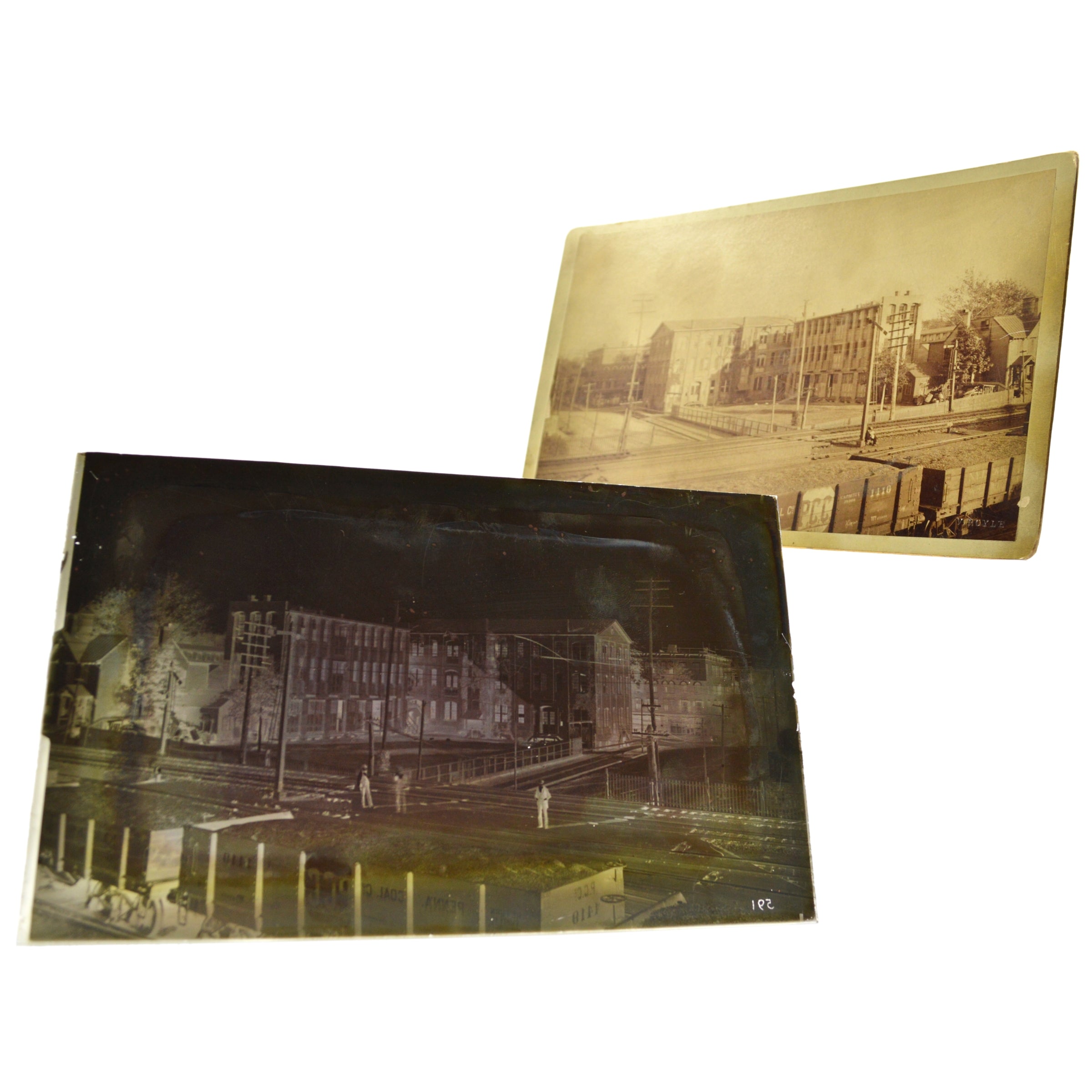Antique John Royle & Sons Building Photo Print & Glass Negative (5x8) c.1855 - Vintage Home Decor, Historical Collectible, Office Display