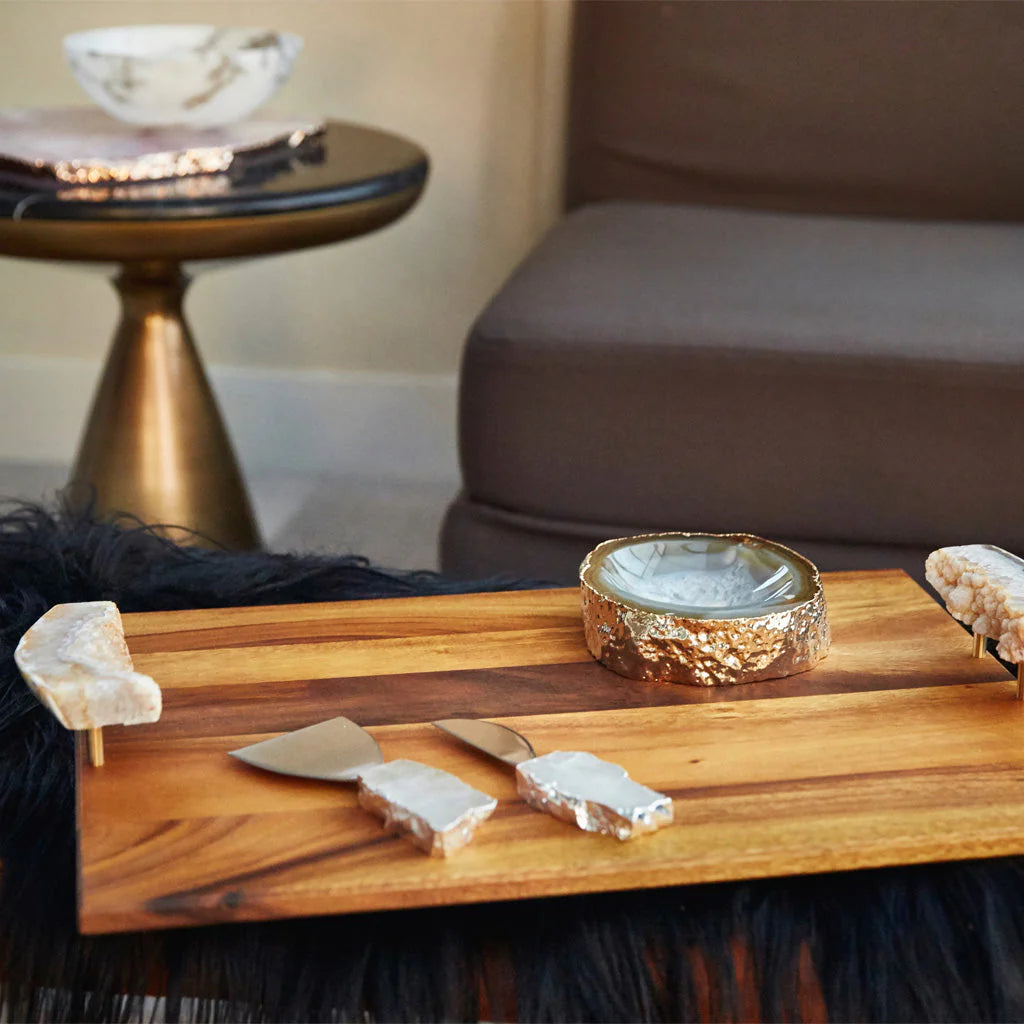 Elegant Cascita Bowl - Handcrafted Agate Stone with Gold Accents - Perfect for Home Decor, Jewelry Display & Gift Giving