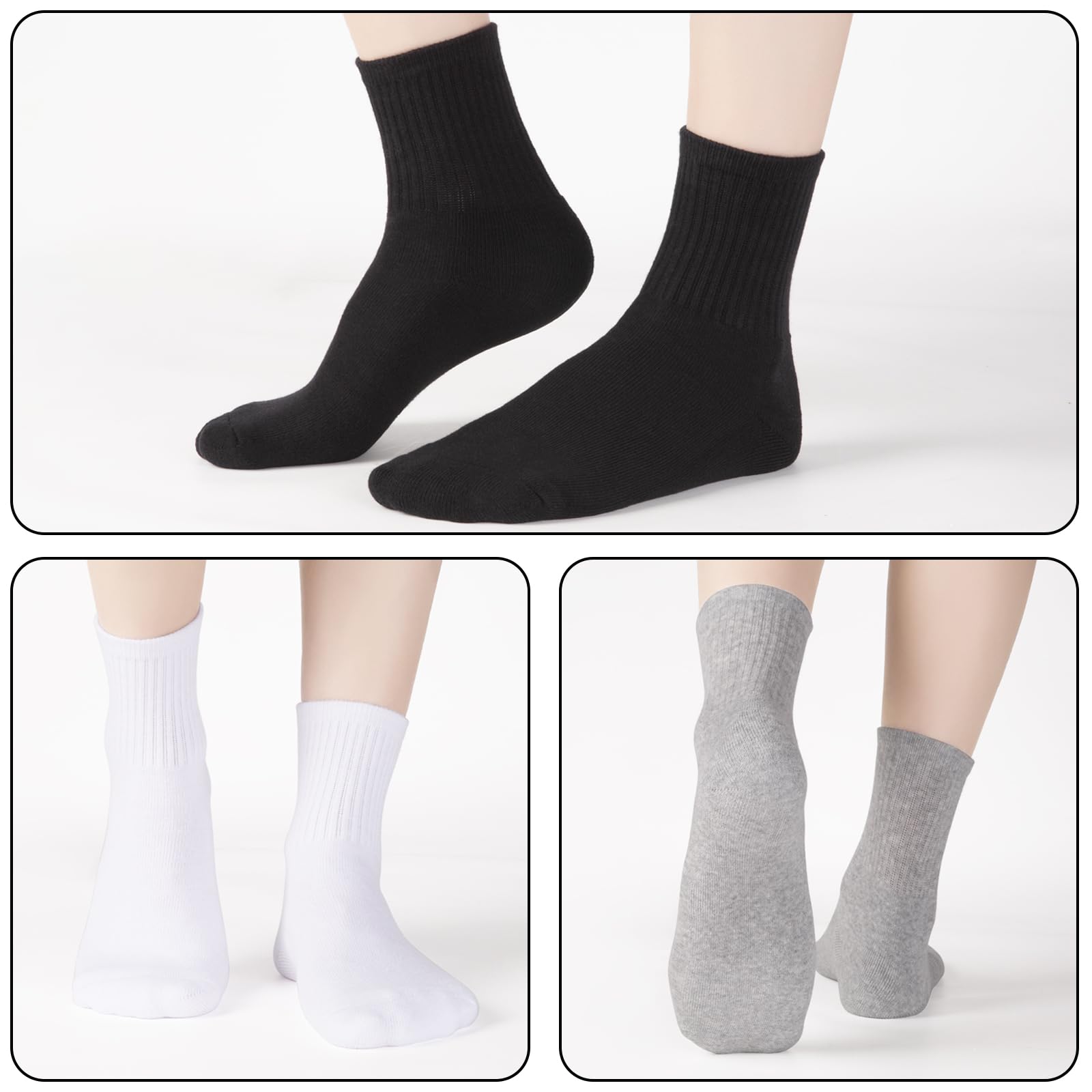 Women's 100% Cotton Cushioned Ankle Socks - Breathable Athletic Quarter Mini Crew Socks for Running, Yoga & Everyday Comfort - Pack of 6 Pairs