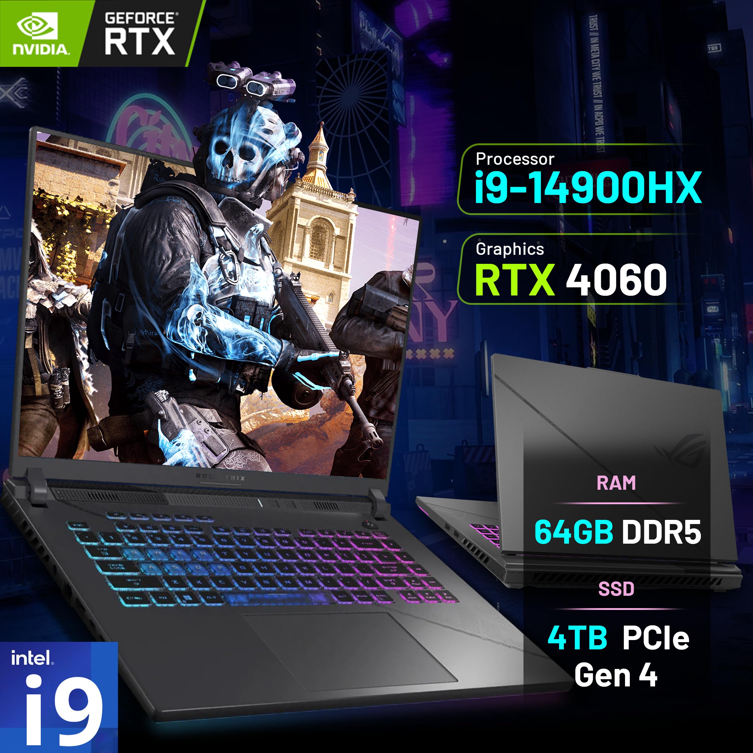 ASUS ROG Strix G16 Gaming Laptop - i9, RTX 4060, 64GB RAM for Pro Gaming