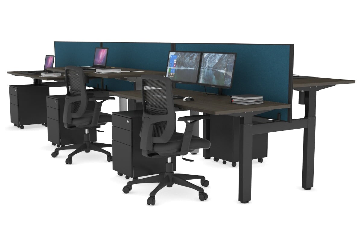 Adjustable 6-Person H Bench Workstation with Black Frame [1400L x 700W] - Perfect for Office, Conference Room, or Collaborative Workspace