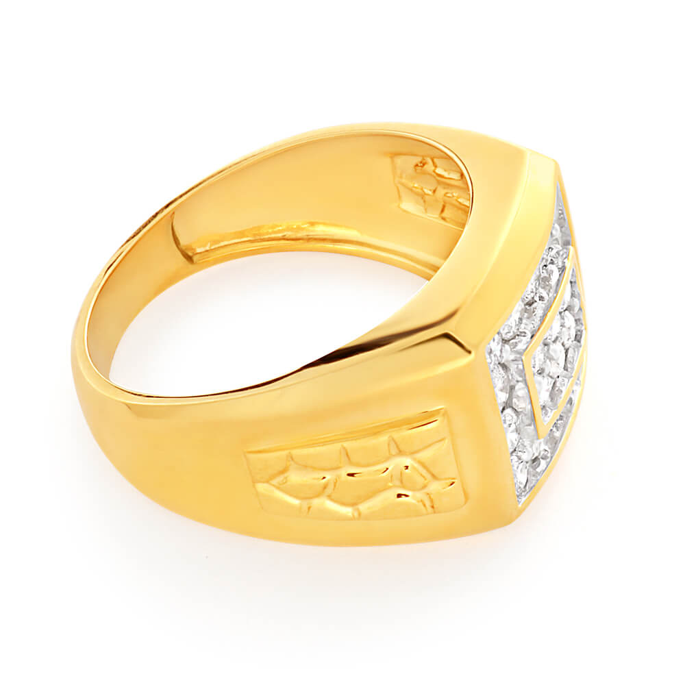 9ct Yellow Gold 1 Carat Diamond Ring Set with 20 Brilliant Cut Diamonds - Elegant Wedding & Engagement Jewelry for Women - Perfect for Proposals, Anniversaries & Special Occasions