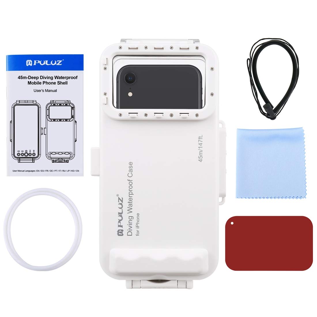 PULUZ 45m/147ft Waterproof Diving Case for iPhone 11/X & iOS 13+ - IP68 Underwater Housing for Photography & Video Recording - Perfect for Scuba Diving, Snorkeling, Beach & Pool Adventures