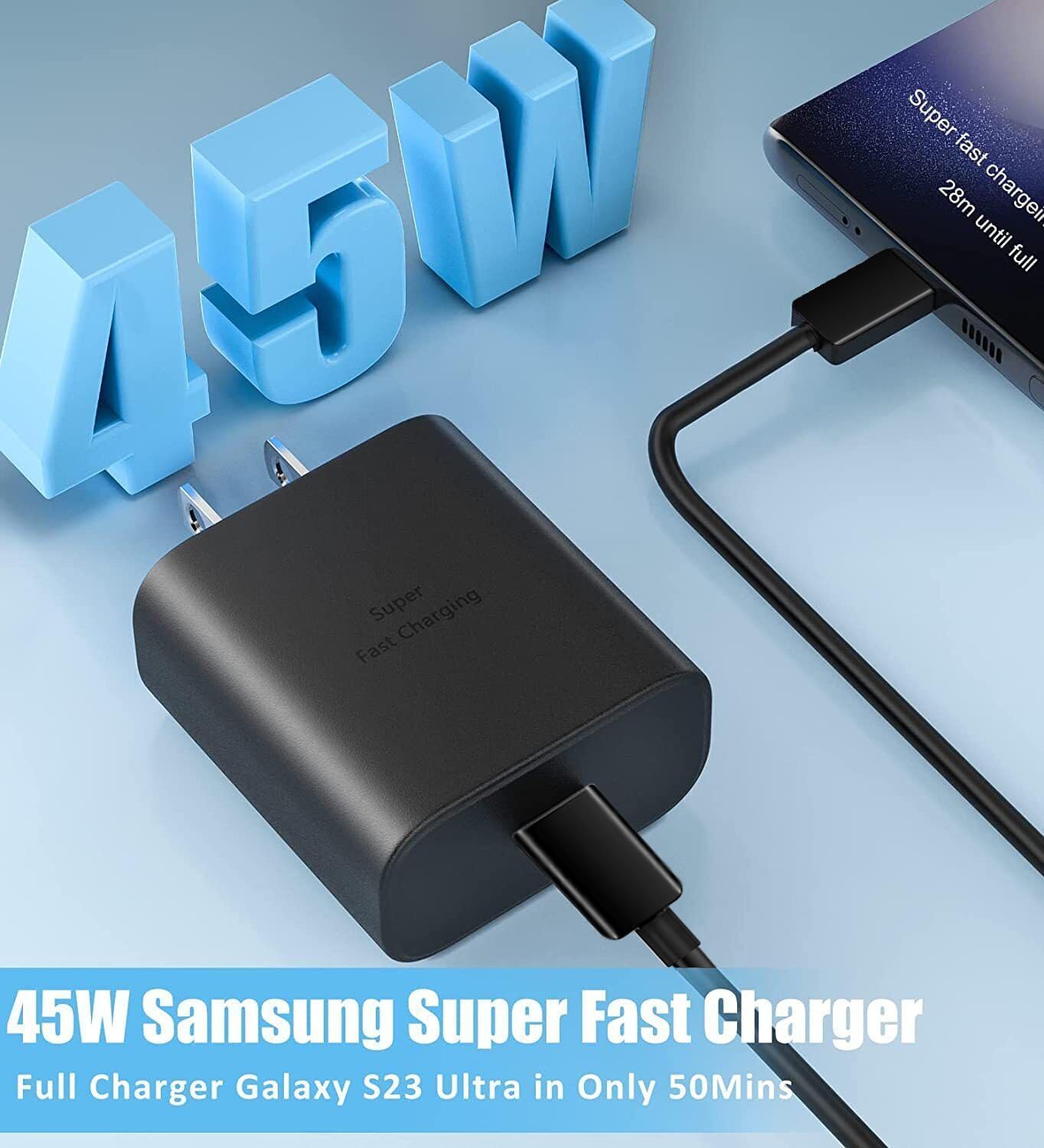 45W USB-C Fast Charger 2-Pack with 5FT Type-C Cable - Compatible with Samsung Galaxy S24/S23/S22/S21 Ultra, Note Series, A55/A54/A73/A74, Tab S7/S8, iPad & iPhone 15 - Quick Charge for Home, Office & Travel