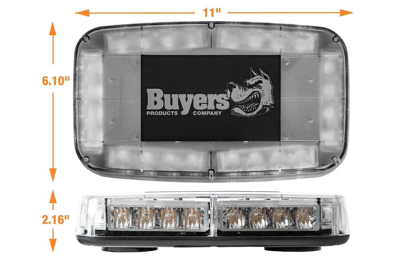 Buyers Products 8891040 11-Inch Rectangular Multi-Mount LED Mini Light Bar Amber - Heavy Duty Off-Road Vehicle Lighting for Trucks, ATVs & Emergency Vehicles