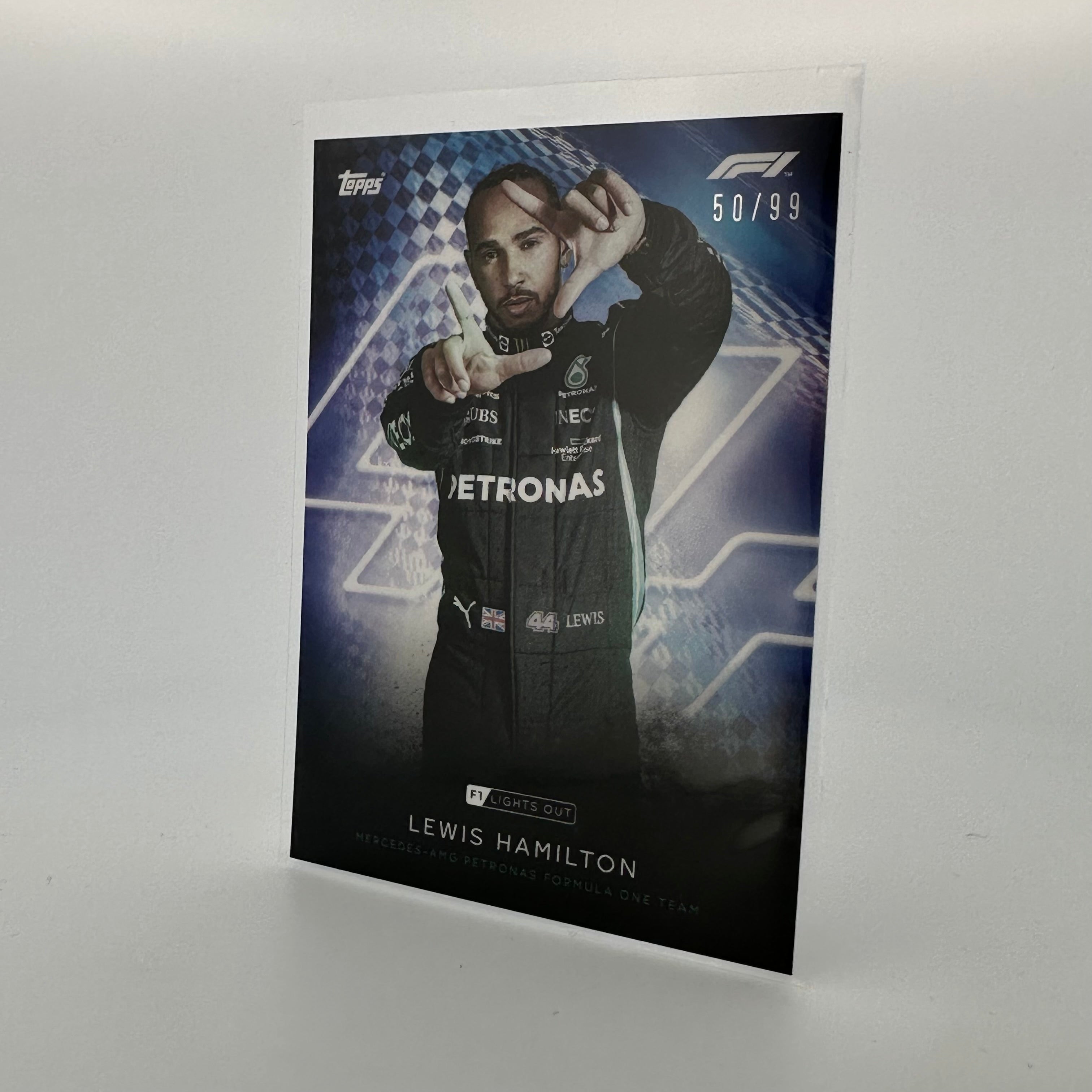 Lewis Hamilton F1 Racing Driver Blue Parallel Collectible Card - Perfect for Sports Memorabilia Fans and Racing Enthusiasts