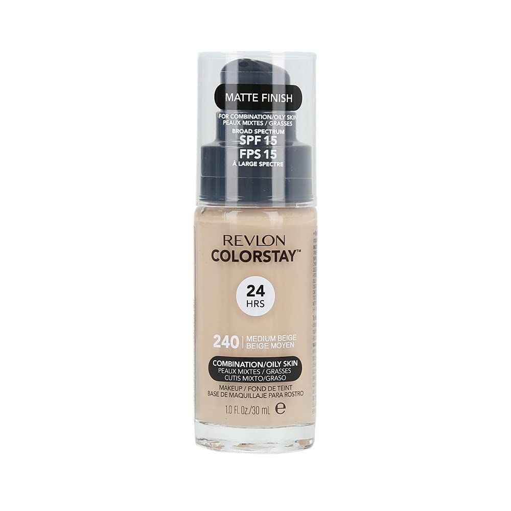 Revlon ColorStay Makeup Foundation for Oily Skin - Medium Beige 240 | Long-Lasting Full Coverage, Oil Control & Matte Finish | Perfect for Everyday Wear, Special Occasions & Professional Makeup Looks