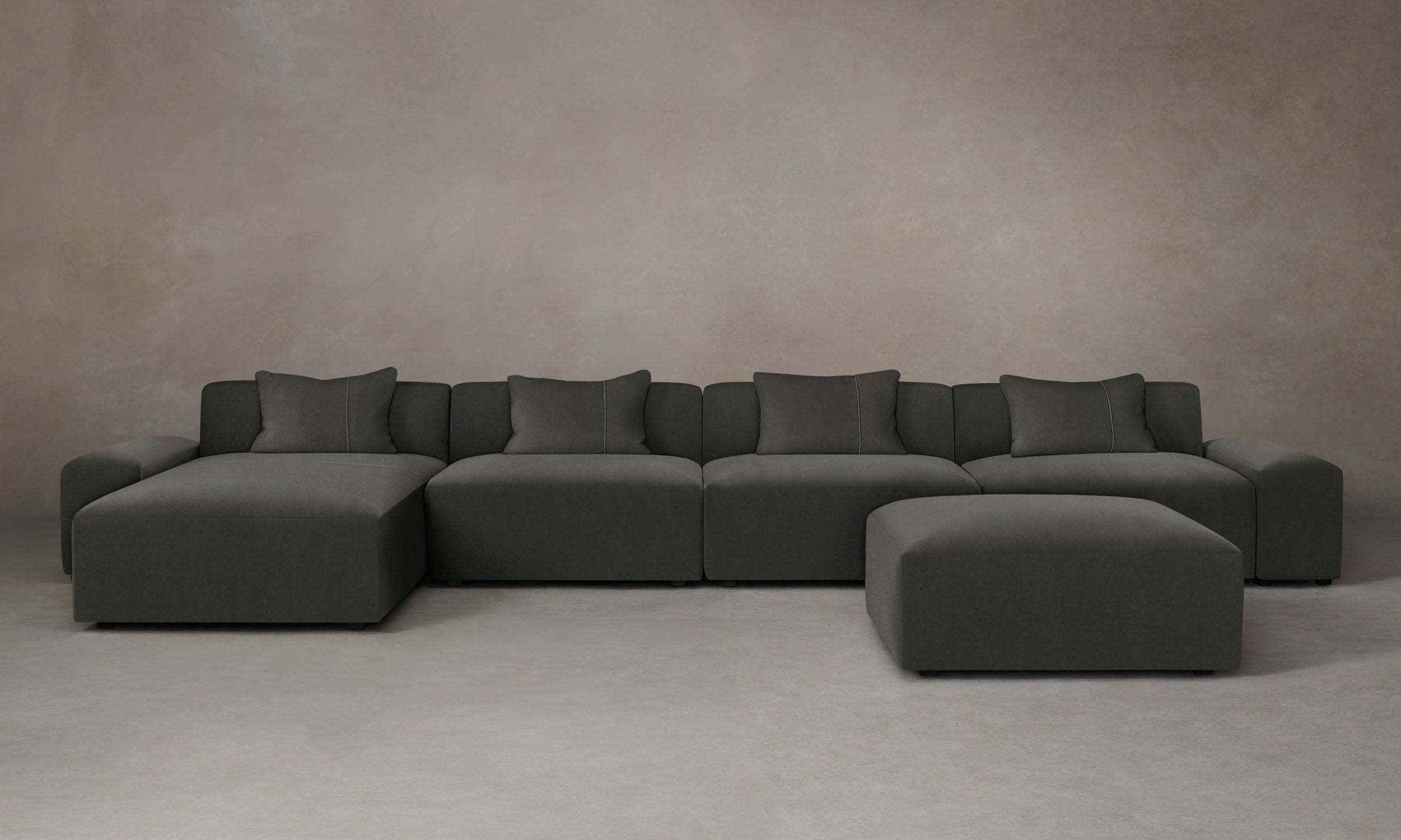 The Breuer Modular Sectional Sofa - Premium Performance Velvet in Slate Gray | Modern Living Room Furniture for Small Spaces & Apartments