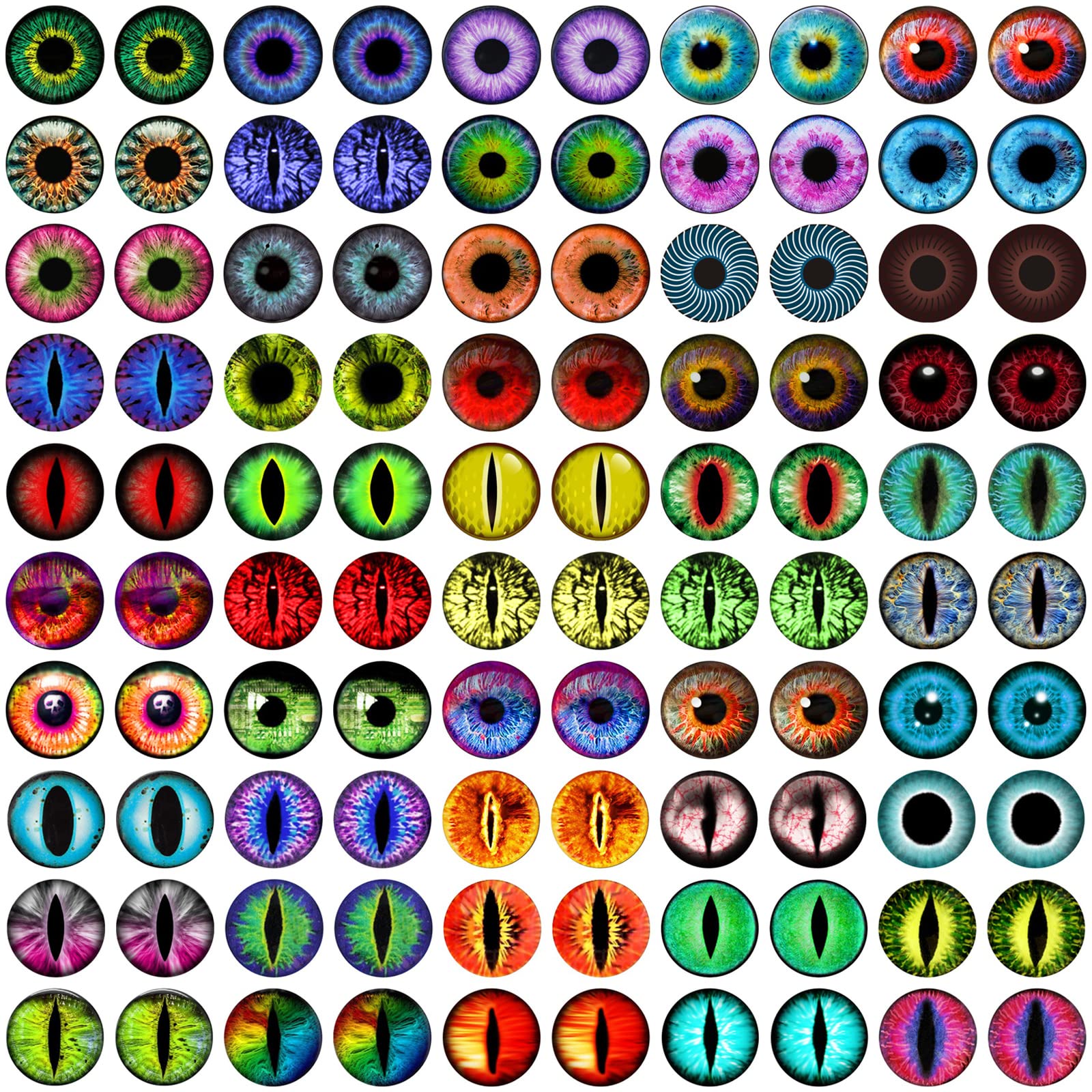 100PCS 6MM Dragon Eyes Glass Cabochons for Clay Sculpting, Doll Making, Jewelry Crafts - DIY Art Supplies for Fantasy Figures, Miniature Props & Cosplay Accessories