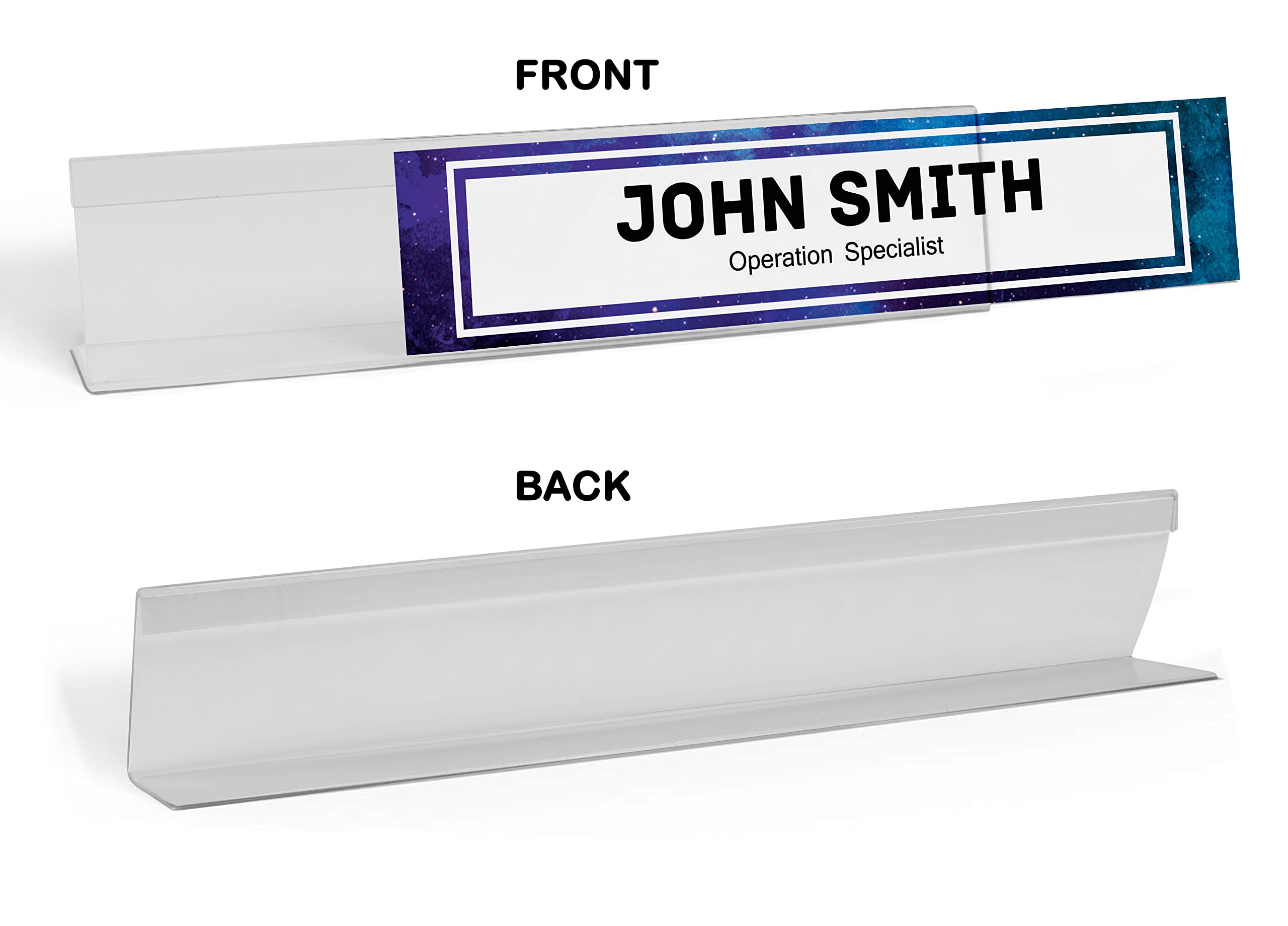 Custom Acrylic Office Desk Name Plate - Personalized 2x10 Inch Pretty Universe Design - Perfect for Office Decor, Workstation Organization & Professional Gifts