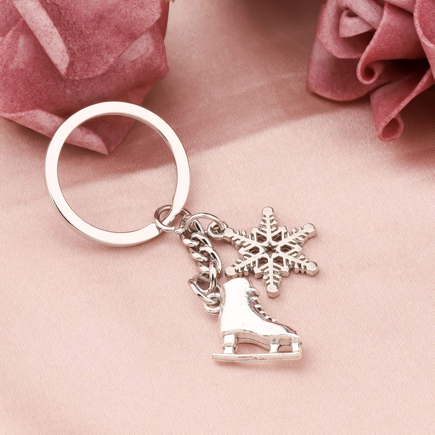 AKTAP Ice Skate Pendant Keychain - Stainless Steel Figure Skating Jewelry Gift for Skaters, Coaches & Ice Hockey Fans - Perfect for Christmas Stocking Stuffers, Winter Sports Accessories & Skate Bag Charms
