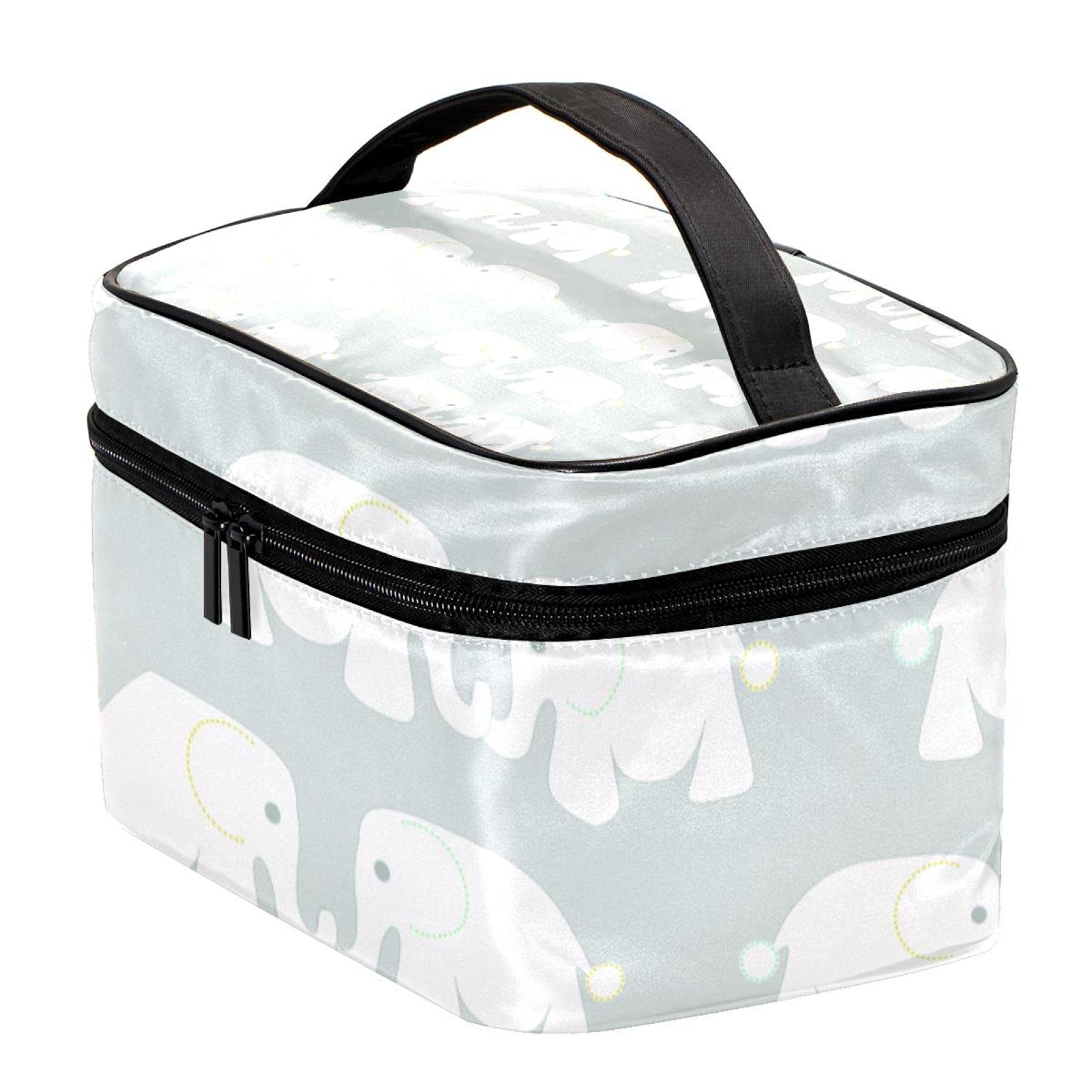 Large Gray Elephant Pattern Travel Makeup Bag - Waterproof Cosmetic Organizer with Zipper for Women & Girls | Perfect for Vacation, Gym & Daily Essentials Storage