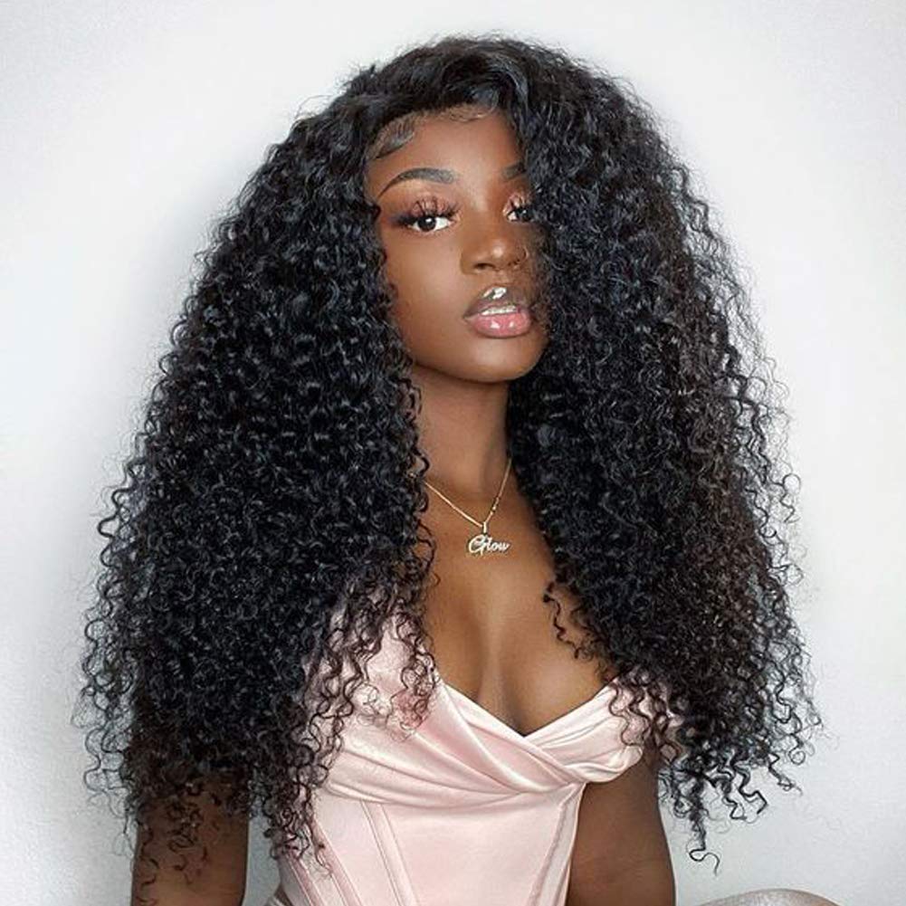 10A Brazilian Human Hair 360 Lace Front Wig - Afro Kinky Curly Pre-Plucked with Baby Hair | 1B Off Black 16