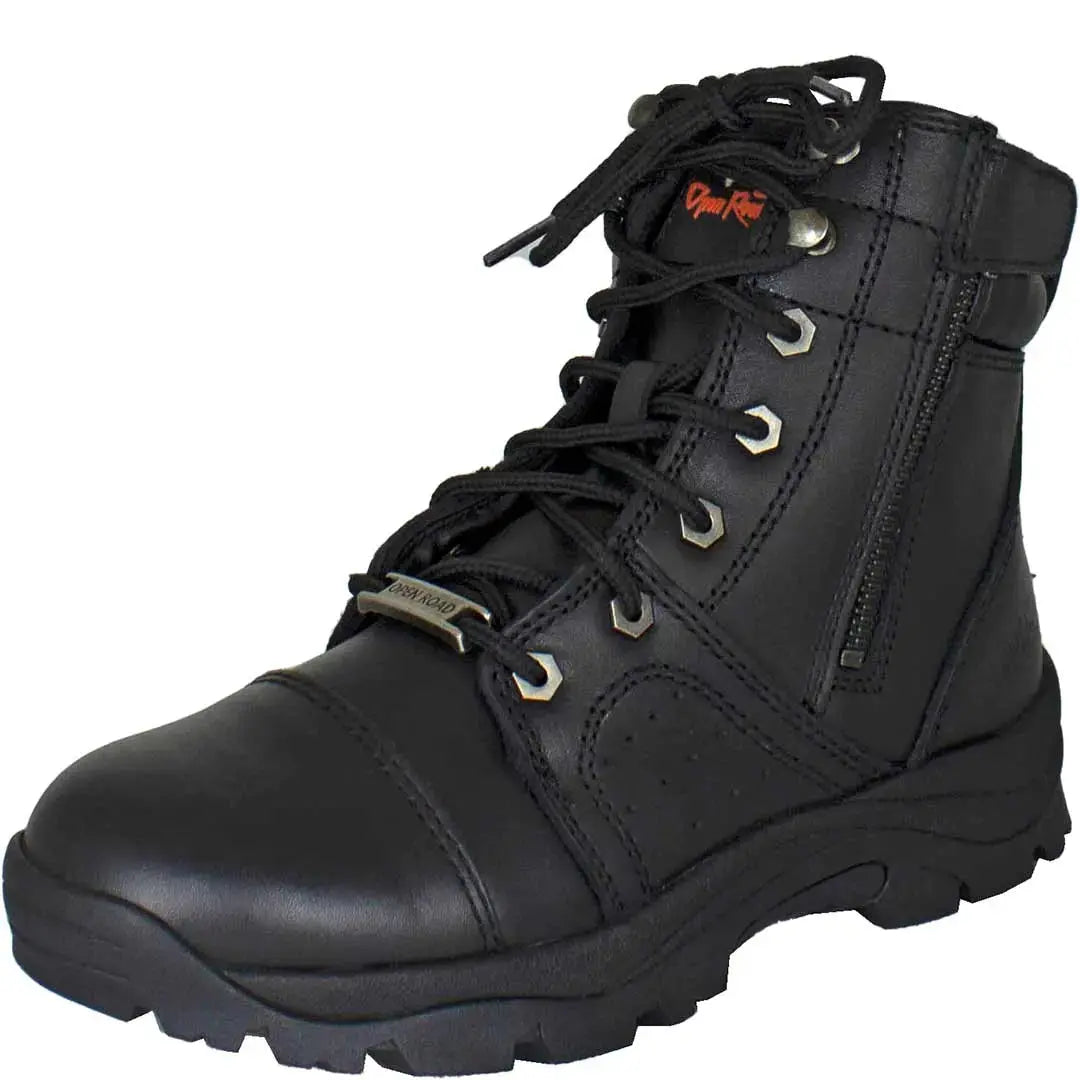 Open Road Women's SWAT Motorcycle Boots - Black Leather Riding Boots for Harley & Cruiser Bikes - Perfect for Long Rides & Motorcycle Events