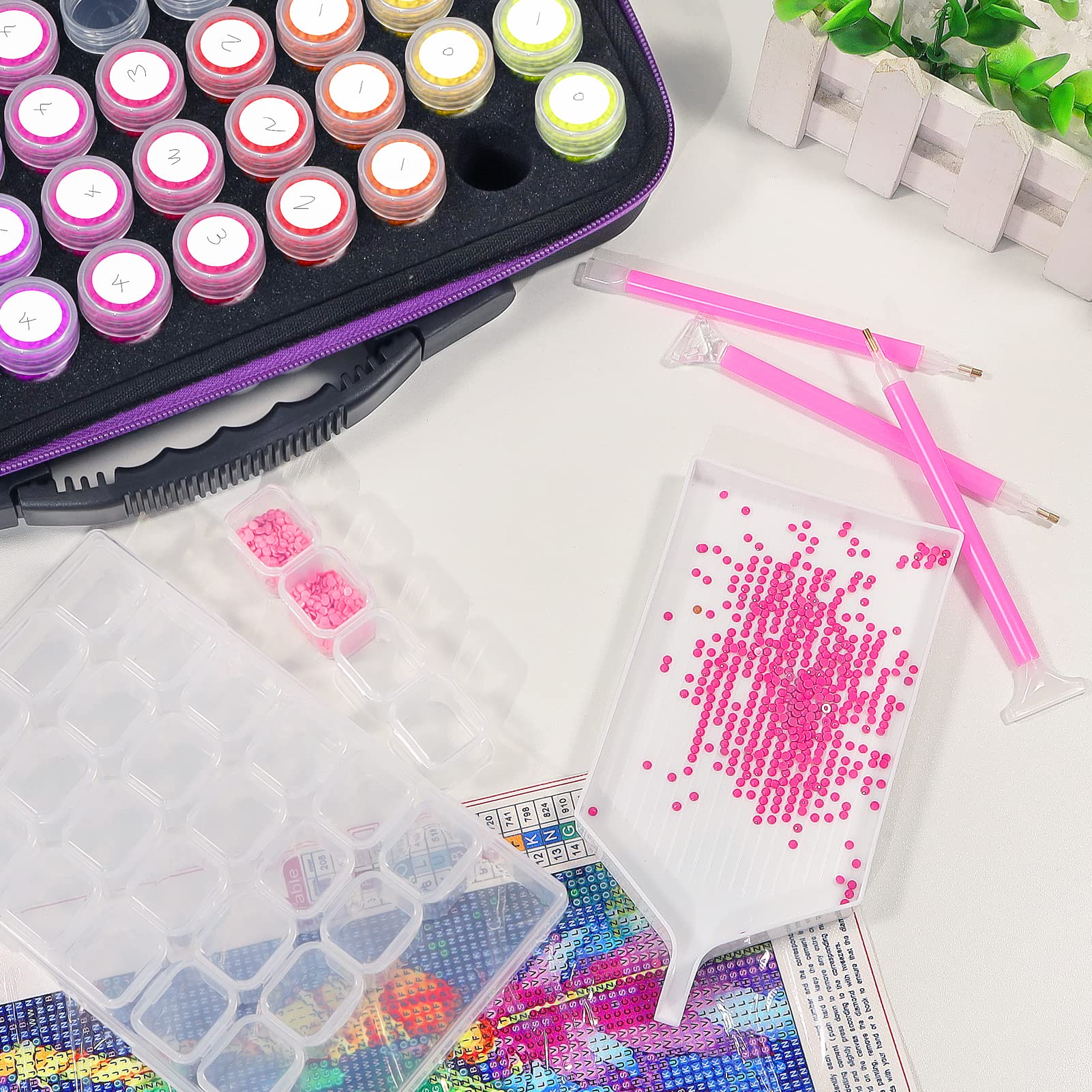 CAIOVSE 120-Slot Diamond Painting Storage Containers Kit - Organizer for Diamond Art, Rhinestones, Beads & Craft Jewelry - Perfect for DIY Projects, Scrapbooking & Home Decor Organization