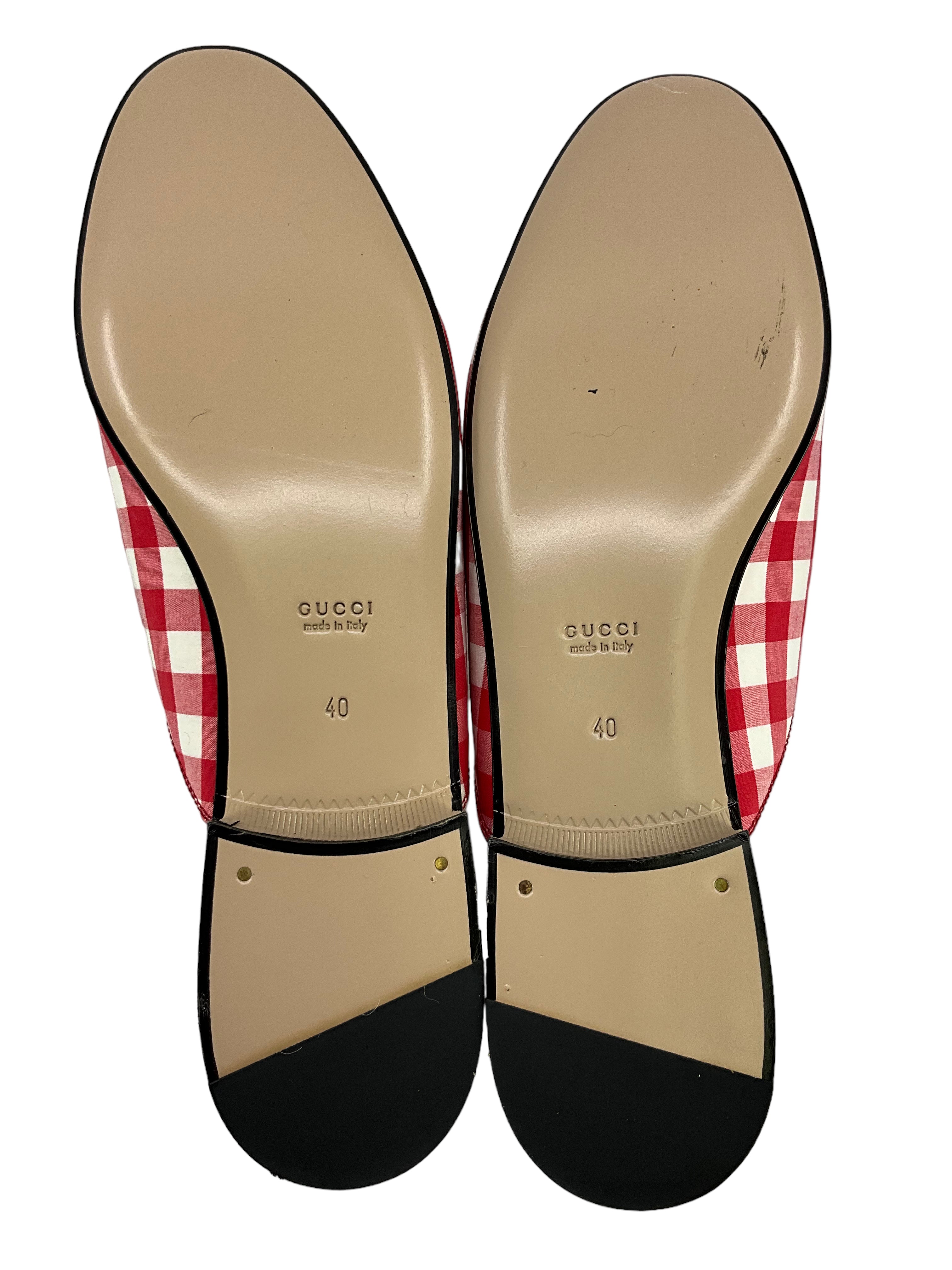 Gucci Princetown Horsebit Gingham Mules Women's Size 10 - Luxury Slip-On Loafers for Casual Outings & Office Wear