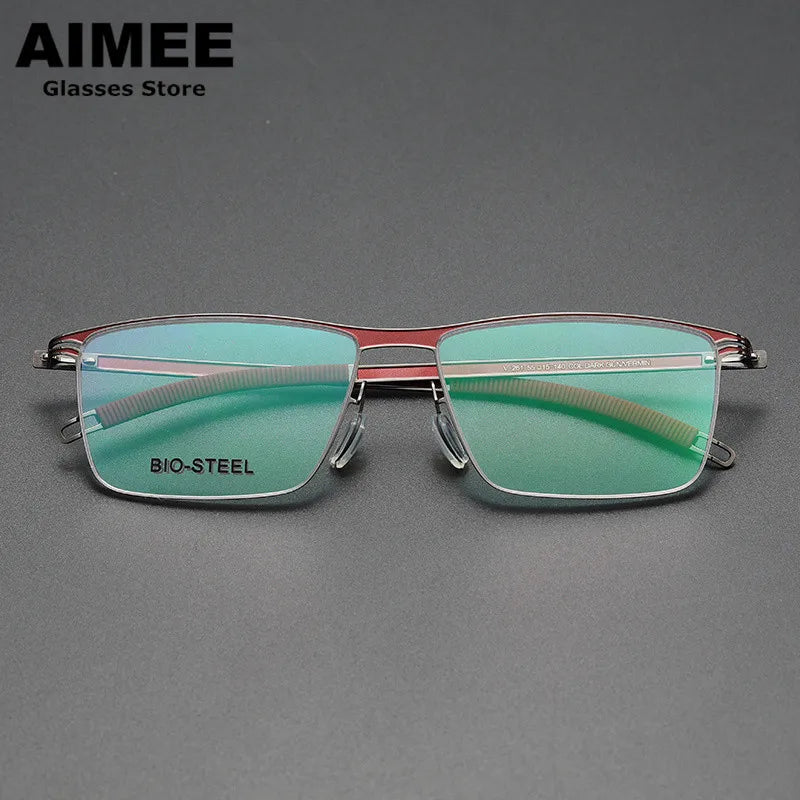 Aimee Unisex Full Rim Square Screwless Titanium Acetate Eyeglasses 22261 - Lightweight Durable Frame for Reading, Working & Daily Wear