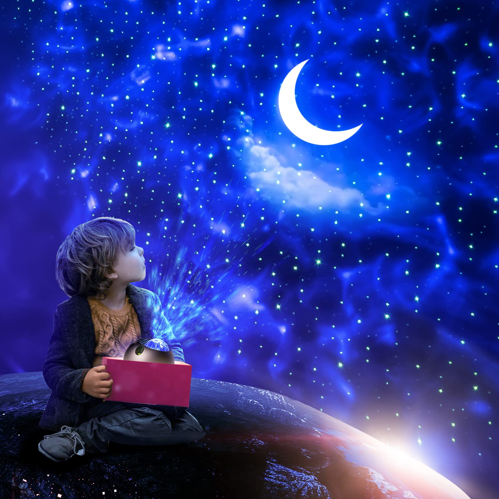ONEFIRE Star Projector with 43 Lighting Modes - Kids Night Light with Remote Control & Timer, 360° Rotating LED Galaxy Projector for Bedroom, Nursery, and Relaxation