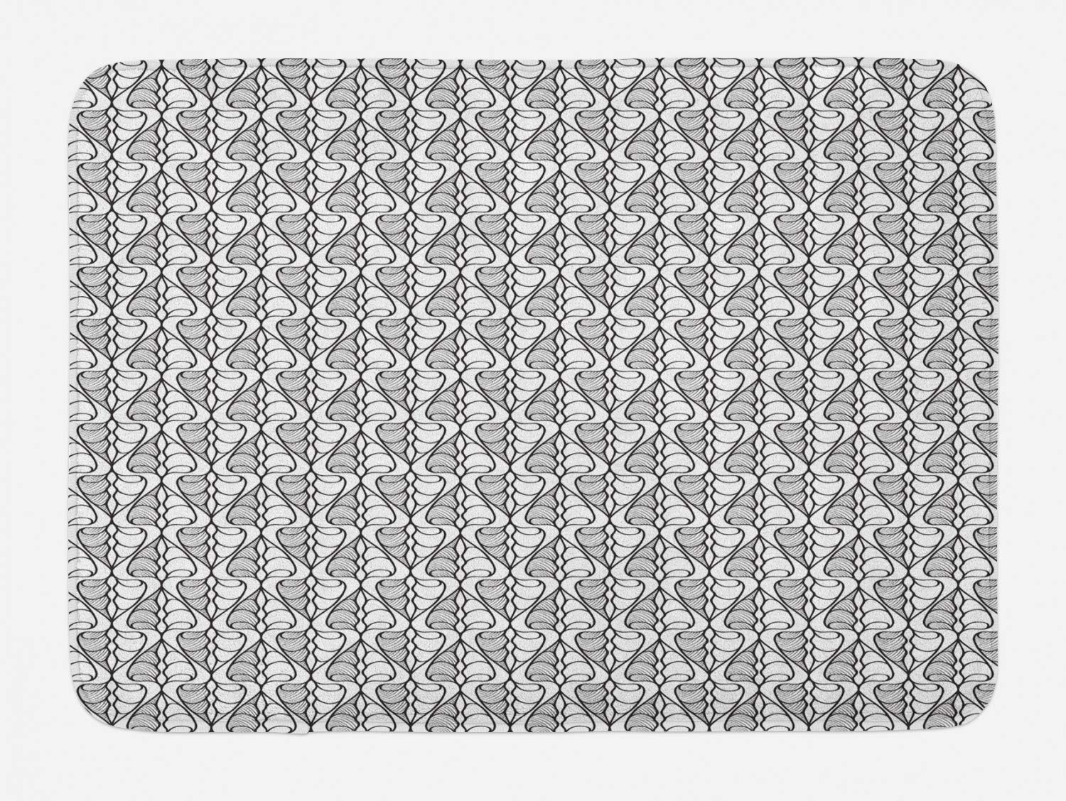 Ambesonne Geometric Bath Mat - Modern Abstract Spades Design, Non-Slip Plush Bathroom Rug, 30.2 x 20 Inches, Grey & White - Perfect for Contemporary Bathrooms, Spa-Like Showers & Guest Bath Decor