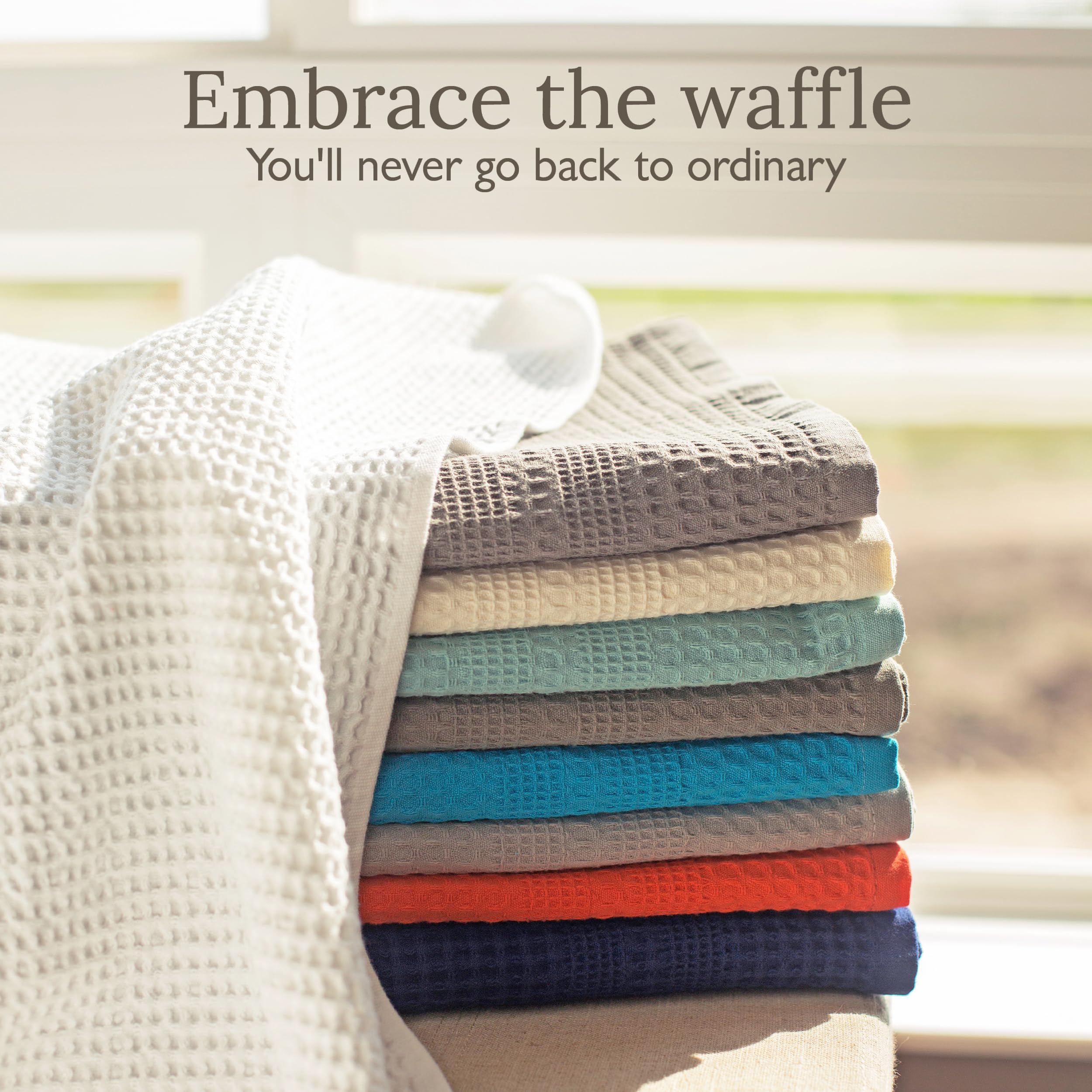 Premium GILDEN TREE 100% Cotton Waffle Bath Towels Set of 2 - Ultra Absorbent, Quick Dry & Lightweight for Bathroom, Spa, Gym & Travel (Pewter, Classic Style)