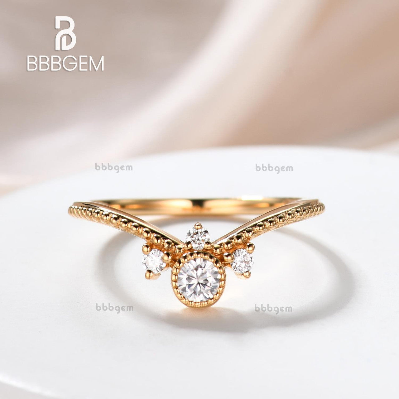 18K Yellow Gold Floral Petite Curve Diamond Wedding Band for Women - Elegant Beaded Ring for Bridal, Engagement & Anniversary Gifts