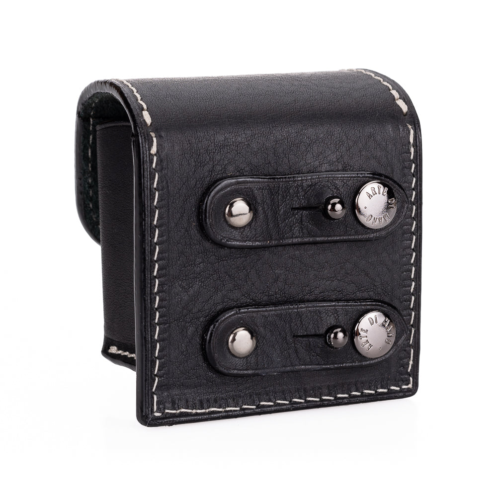 Arte di Mano Premium Leather Pouch for Leica Visoflex 2 - Minerva Black with White Stitching | Protective Case for Camera Accessories | Perfect for Travel & Photography Enthusiasts