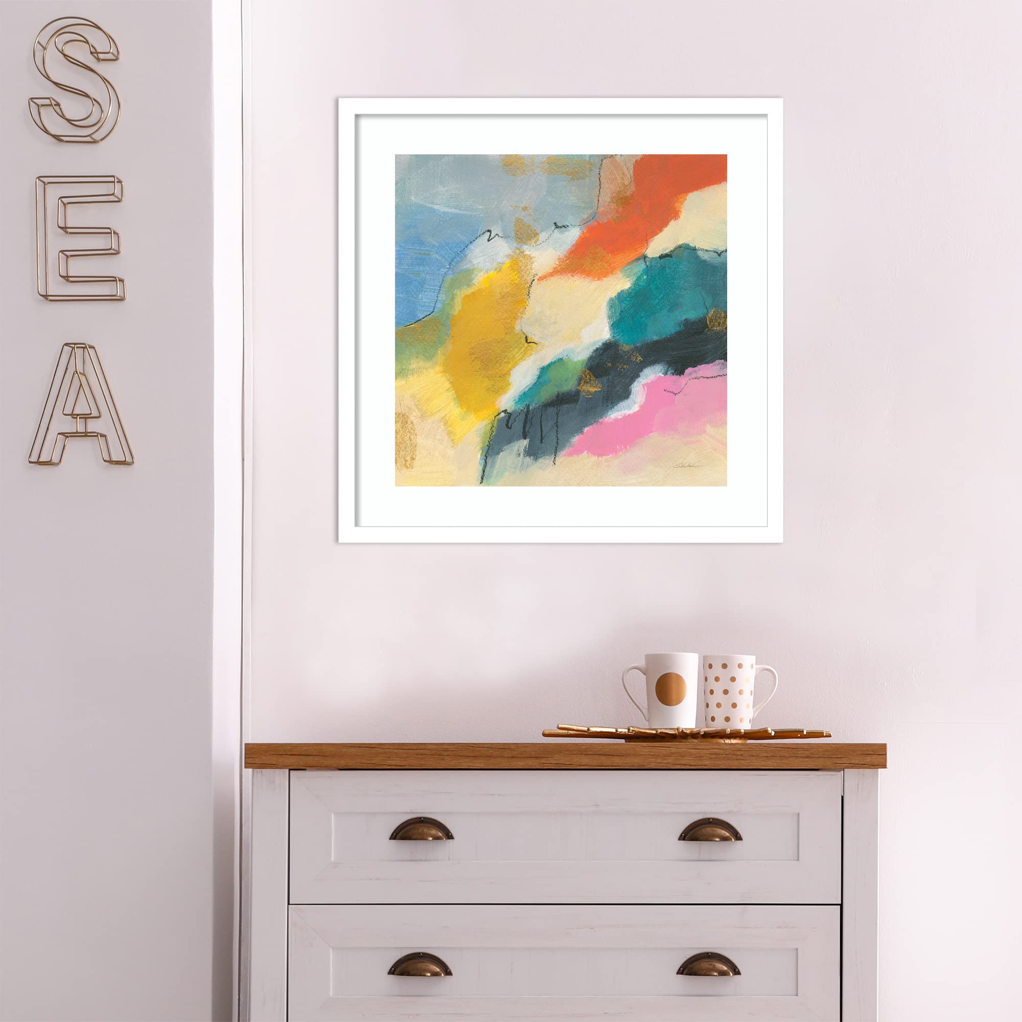 Amanti Art Framed Wall Abstract Painting - 21x21 Inch Daydream III by Silvia Vassileva, Modern Contemporary Wall Decor for Living Room, Bedroom, Bathroom & Kitchen | Perfect for Home, Office & Gift Giving