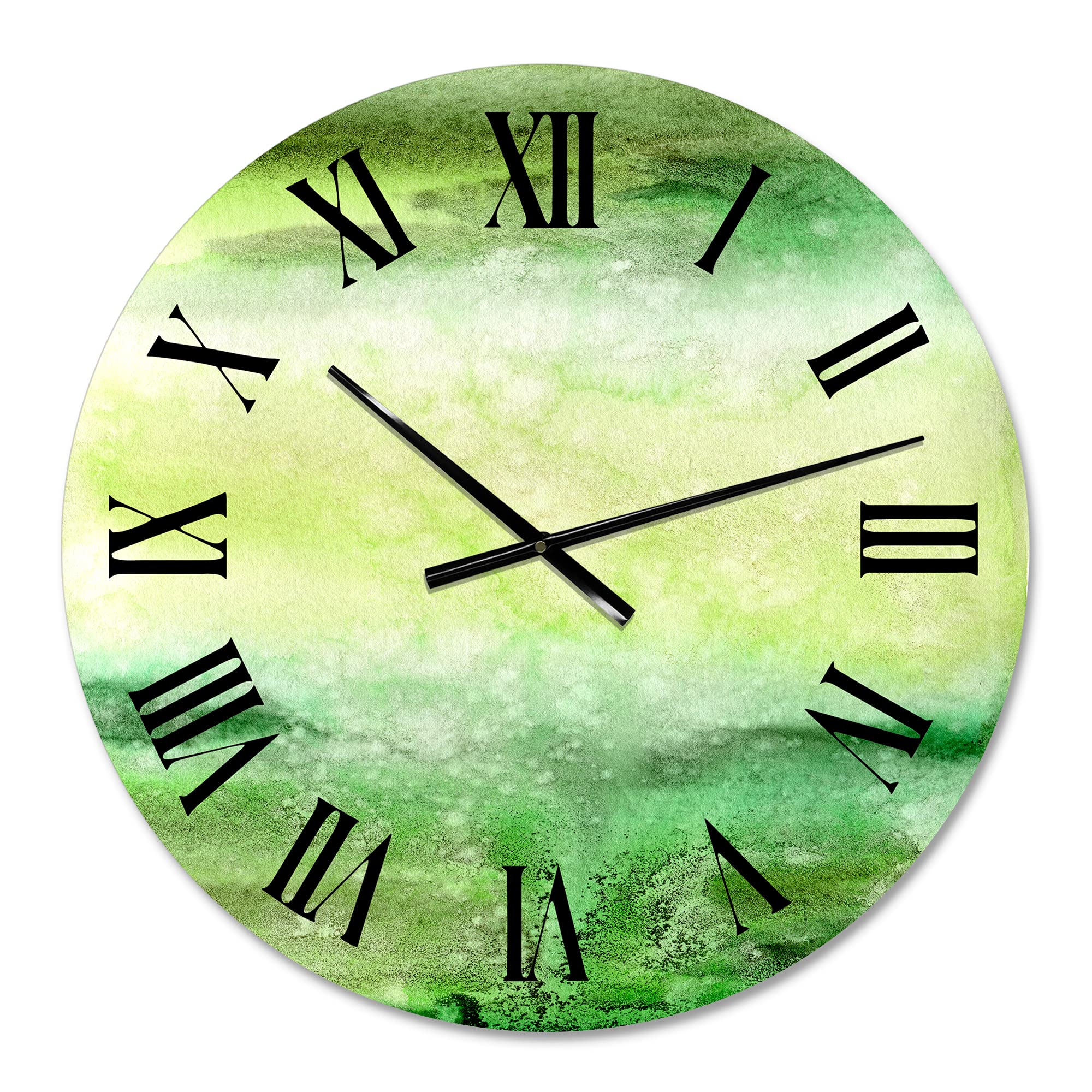 DesignQ Modern Wall Clock - Pastel Abstract with Dark Green & Beige Spots - Large Fractal Wall Clock for Bedroom, Living Room & Office Decor - Silent Non-Ticking Home & Office Wall Art