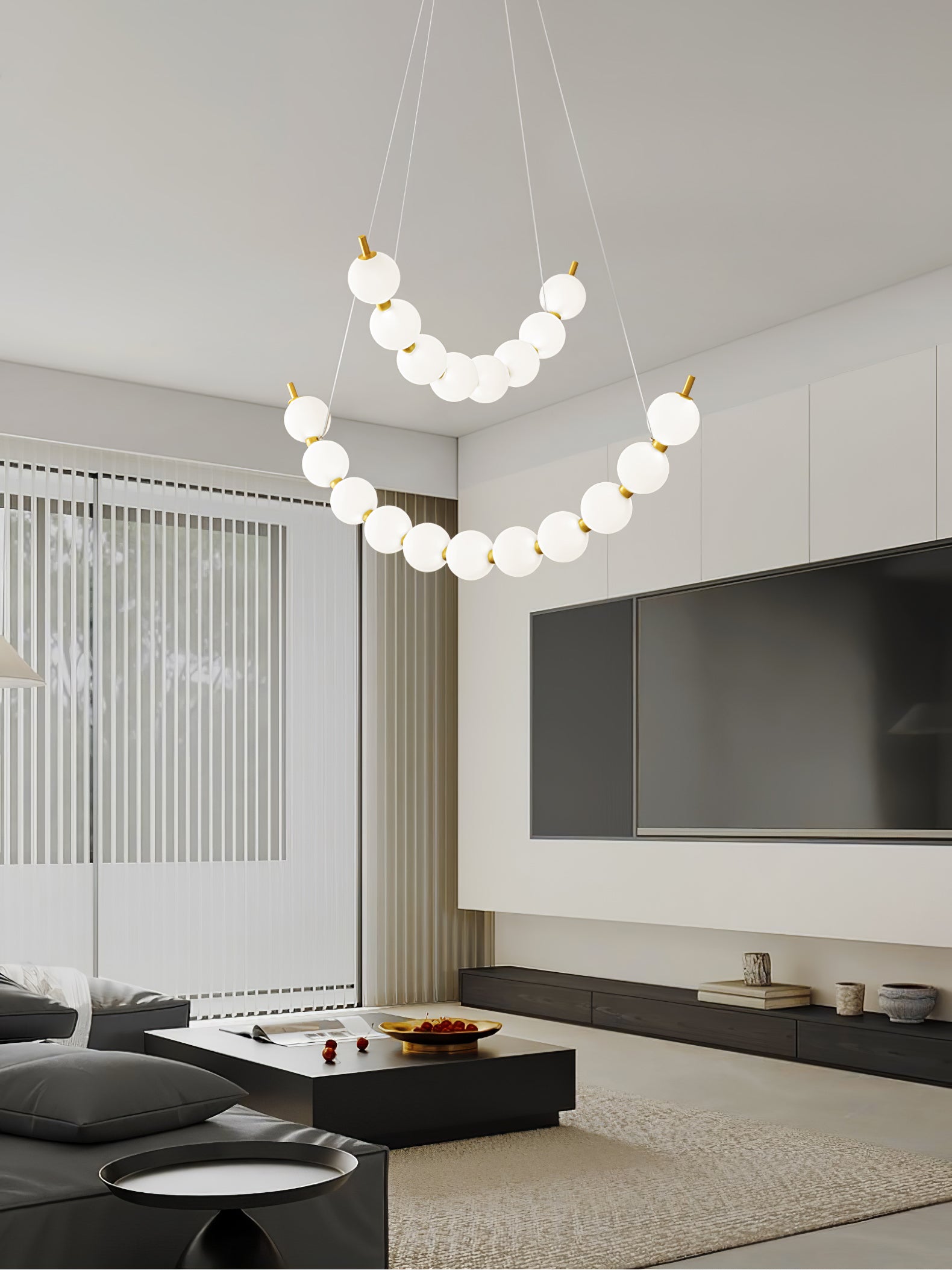 Elegant Acrylic Pearl Chandelier - Modern Crystal Ceiling Light Fixture for Dining Room, Bedroom & Living Room Decor