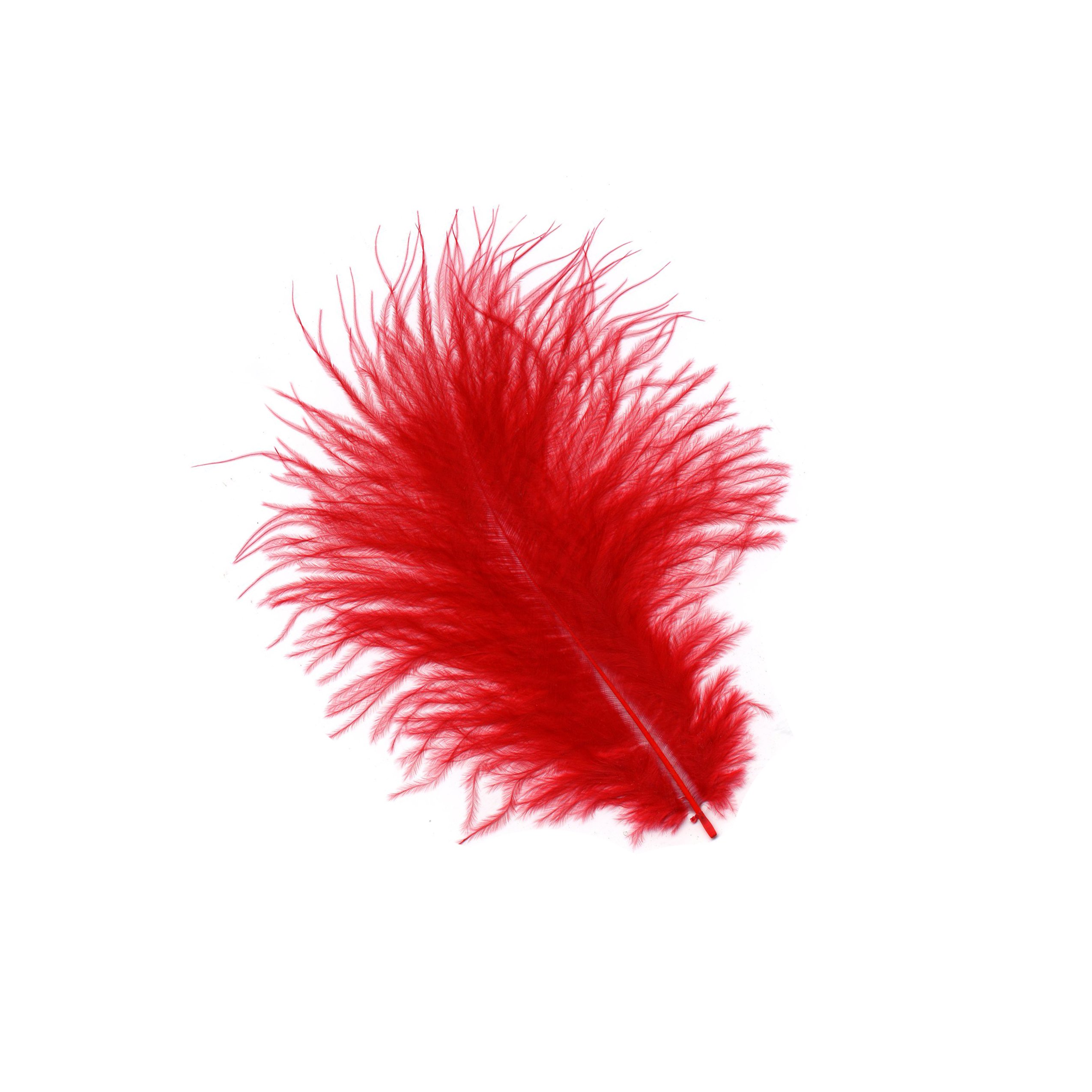 ZUCKER™ Loose Turkey Marabou Dyed Feathers - Vibrant Red for Fly Tying, Costume Design, and DIY Crafts