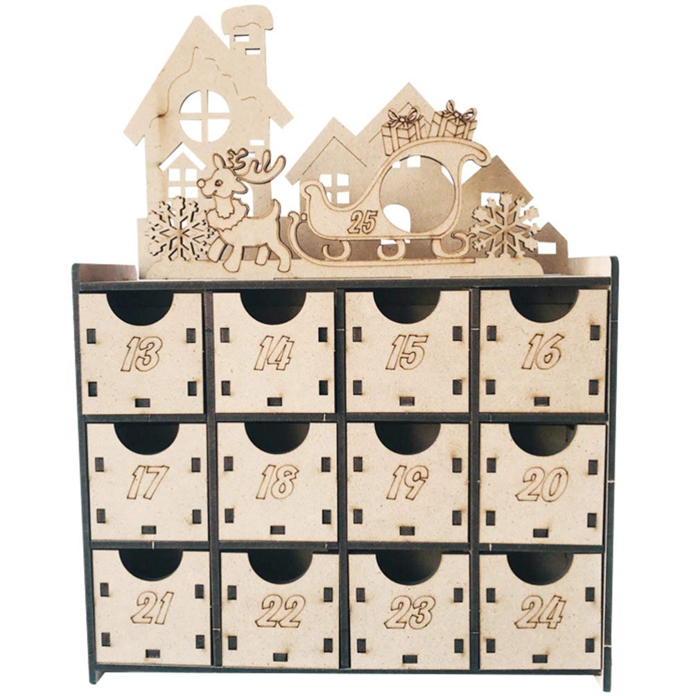 Christmas Wood Advent Calendar - Holiday Countdown & Decoration for Home