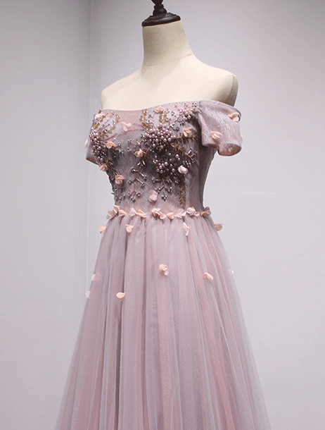 Elegant Off Shoulder Purple Short Sleeve A-Line Long Evening Prom Dress - Perfect for Formal Events, Parties & Special Occasions
