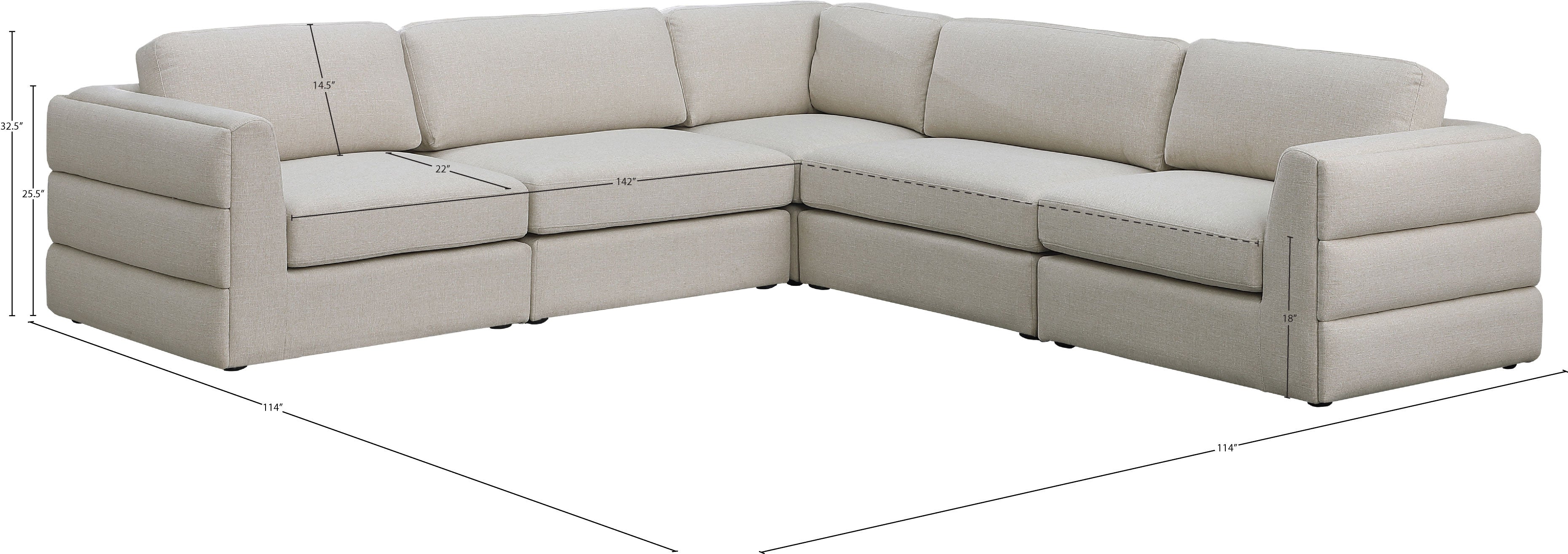 Beckham Durable Linen Texture Fabric Modular Sectional Sofa - Modern Living Room Furniture for Home & Office Comfort