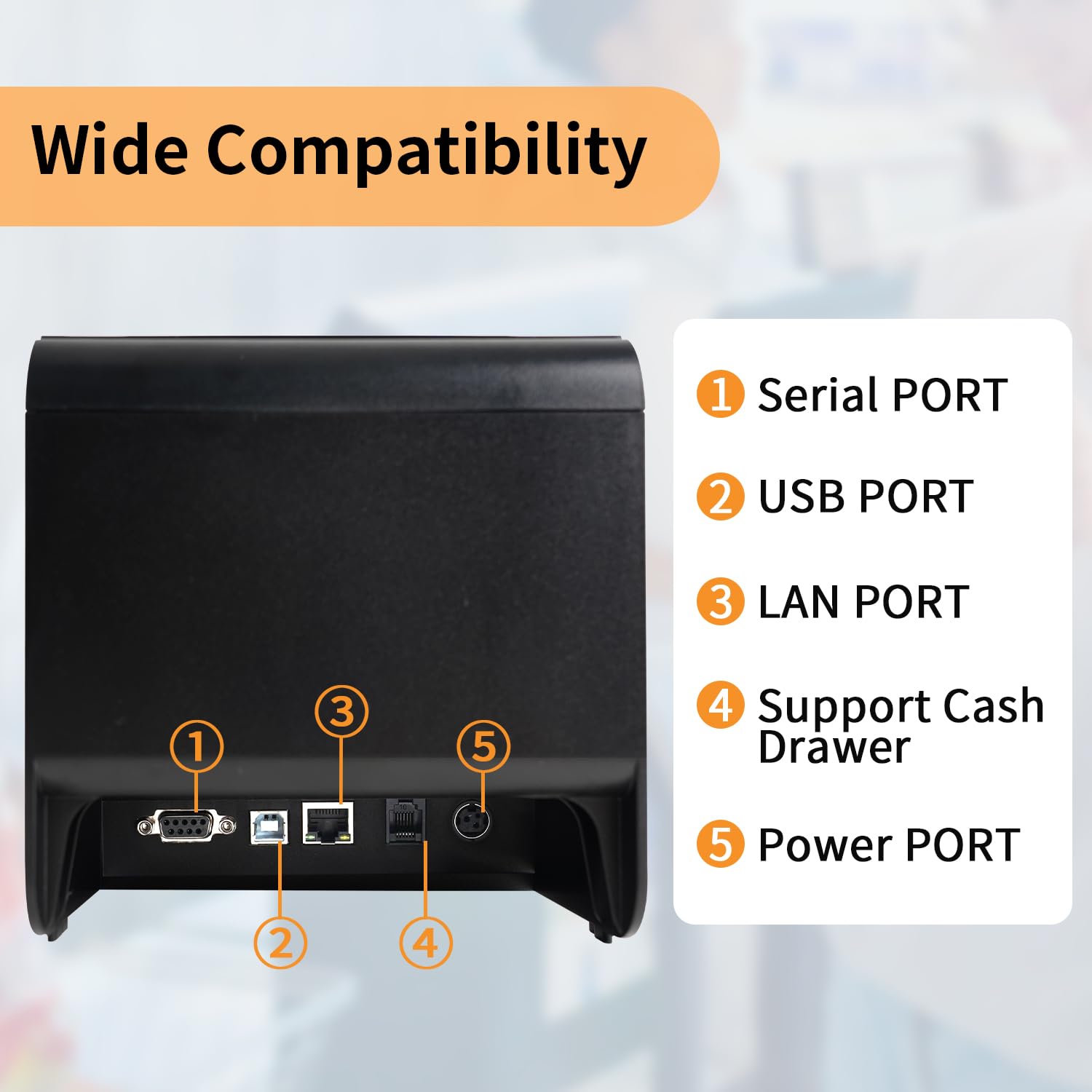 Rongta RP326-USE 80mm Thermal POS Receipt Printer with Auto Cutter - ESC/POS Compatible, USB/Serial/Ethernet Connectivity - Ideal for Restaurants, Retail Stores & Small Business Receipt Printing