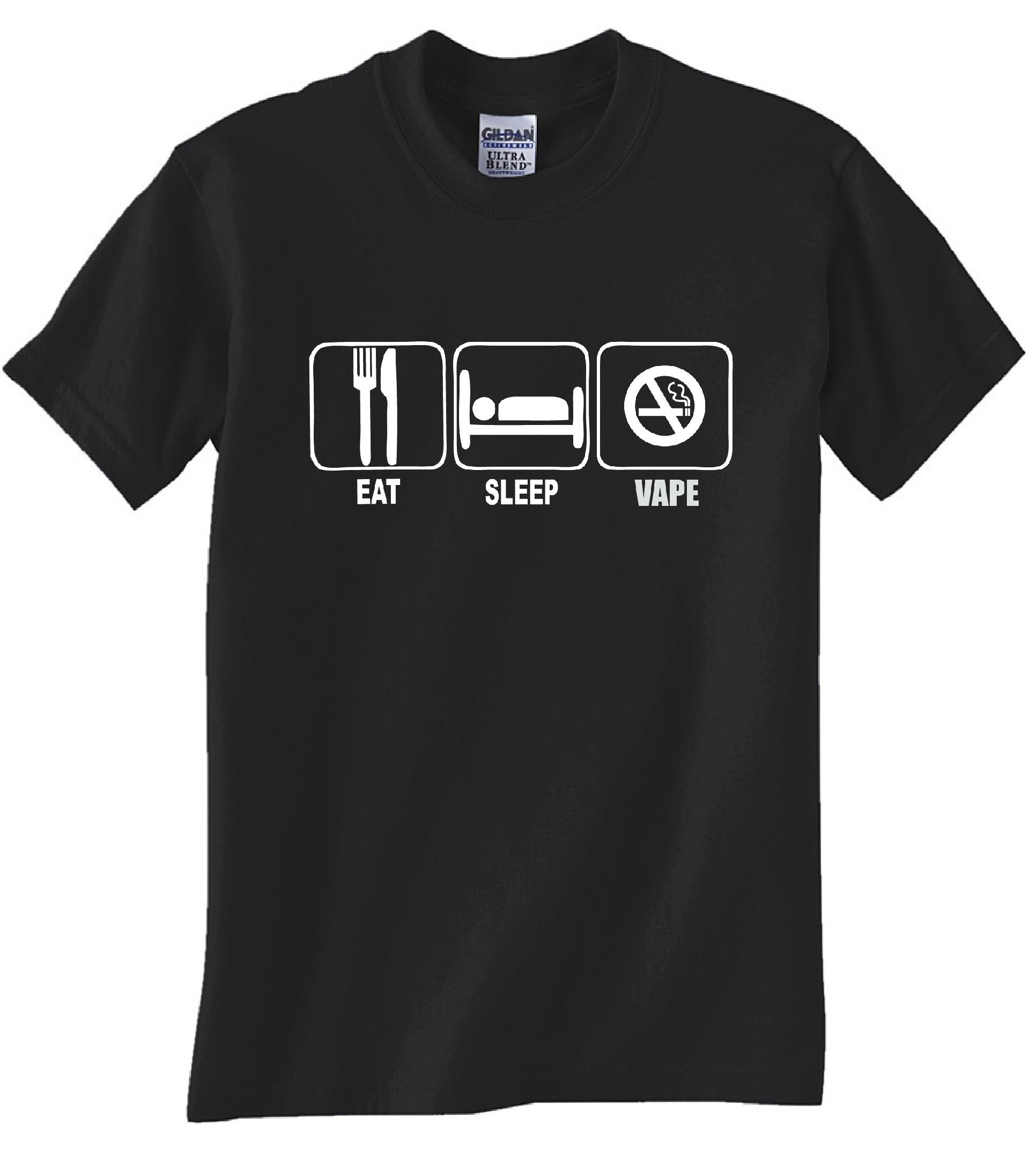 STUFF WITH ATTITUDE EAT Sleep Vape Black Graphic T-Shirt for Men & Women - Cool Casual Streetwear for Vaping Enthusiasts & Lifestyle