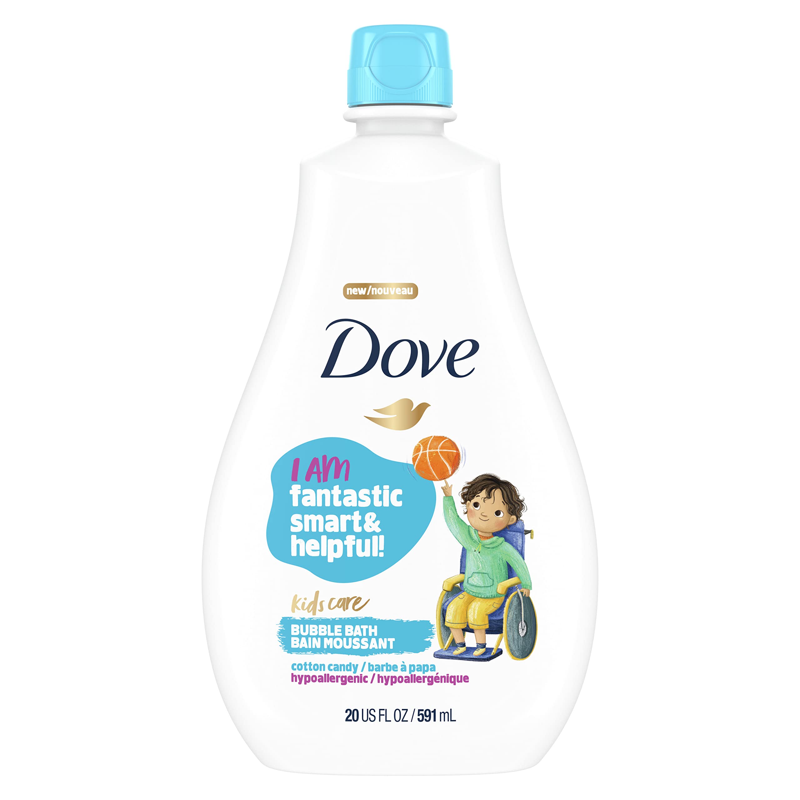 Dove Kids Bubble Bath - Hypoallergenic Cotton Candy 20oz | Gentle Bath Time Fun
