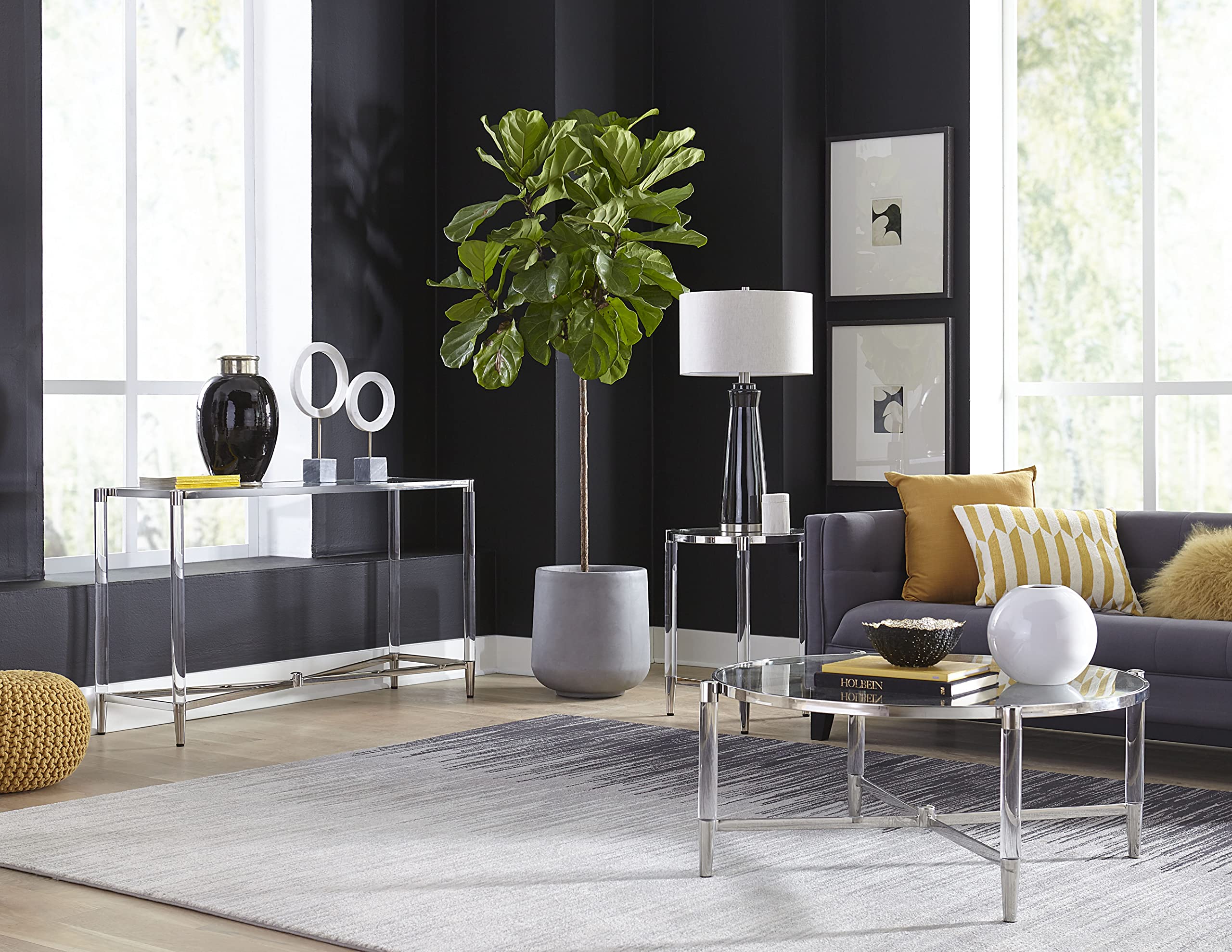 Modern Round Coffee Table with White Marble Top - Marilyn Design for Living Room, Office & Lounge Areas - Stylish Center Table for Home Decor