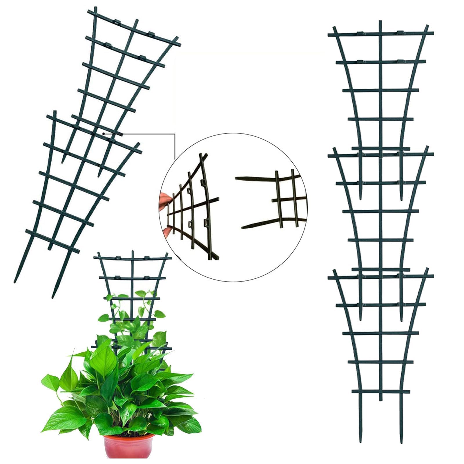 6 Pack Garden Plant Support Stakes, Plastic Trellis for Climbing Plants, Tomato Vine Support for Pots & Outdoor Use - Perfect for Tomatoes, Cucumbers, Peas & Flowering Vines in Gardens, Balconies & Patios