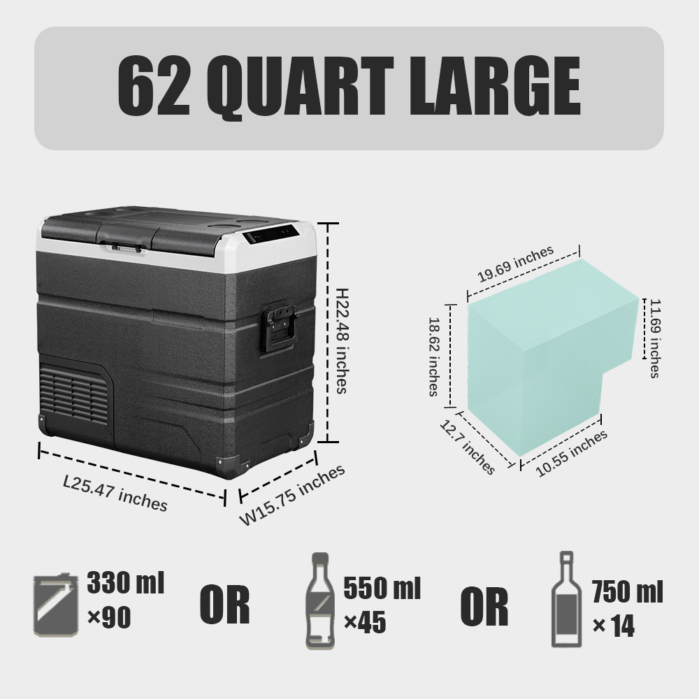 Alpicool TS60 12V/24V Portable Car Refrigerator Freezer - Compact Mini Fridge for Road Trips, Camping & Outdoor Adventures
