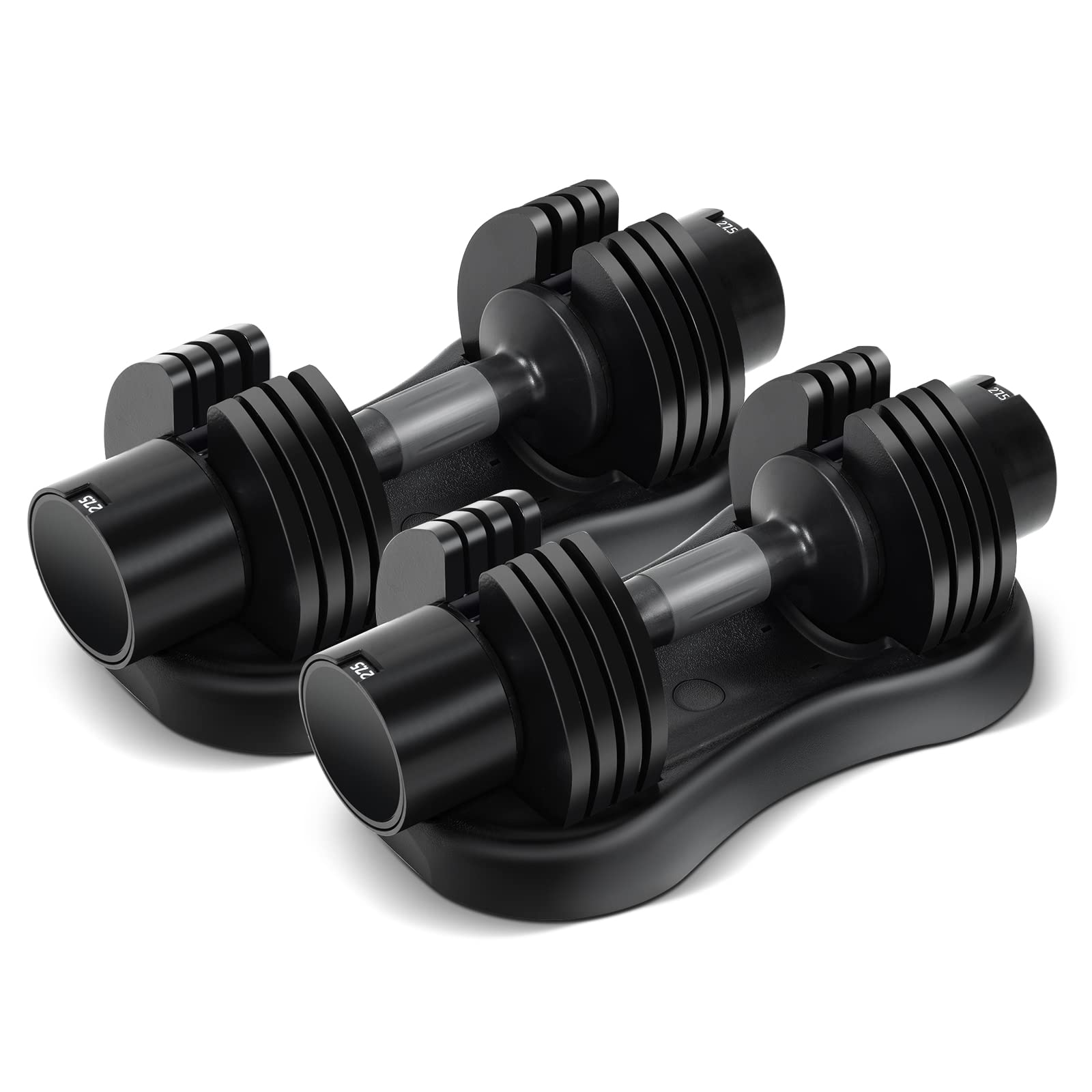 Adjustable Dumbbell Set 27.5lb with Tray - Quick One-Hand Weight Adjustment, Anti-Slip Handle & Free Weight Plates - Home Gym Strength Training Equipment for Men & Women - Perfect for Small Spaces, Apartment Workouts & Full-Body Exercises