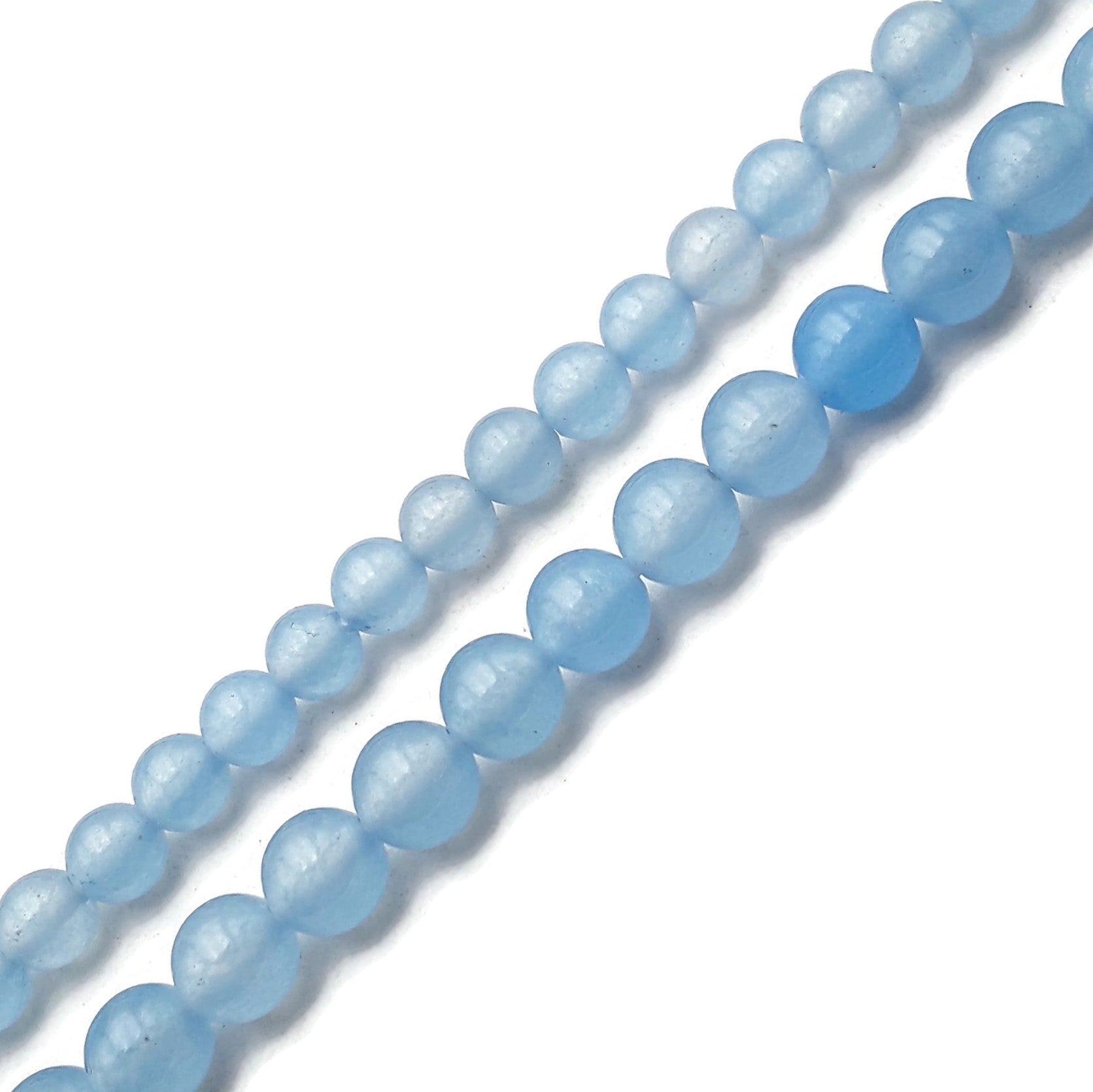 2.0mm Hole Light Blue Dyed Jade Smooth Round Beads - 8mm, 10mm, 15.5mm Strands for Jewelry Making, DIY Crafts, Bracelets & Necklaces - Perfect for Beading, Gift Making and Fashion Accessories